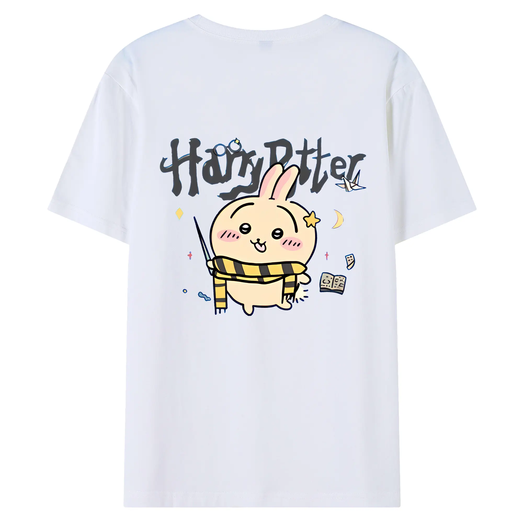 ちい が わ グッズ うさぎ - 綿100％ 半袖Tシャツ ・ バックプリント ・ 快適 通気性 ・ 日常使い 散歩 スポーツ用