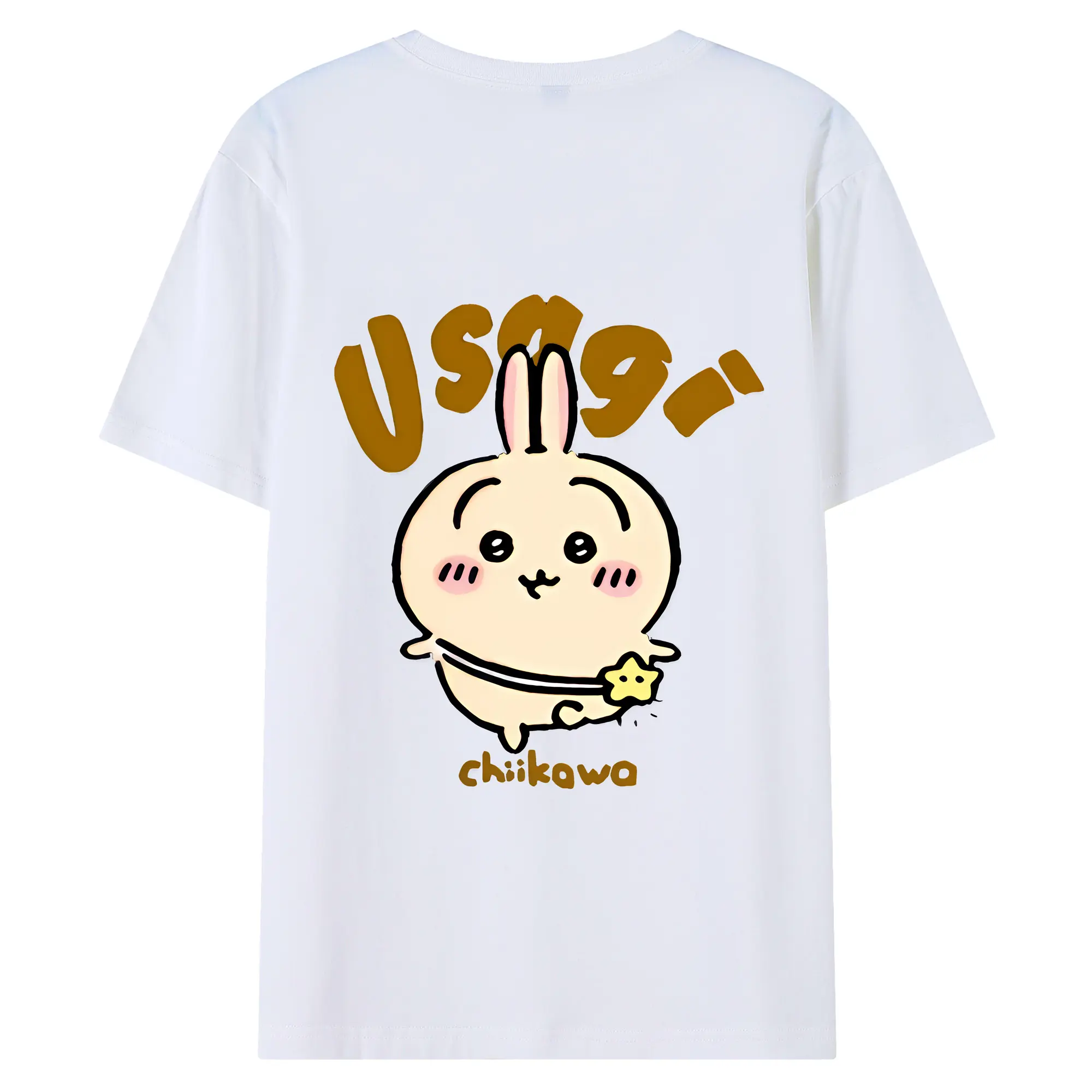 ちい が わ グッズ うさぎ - 綿100％ 半袖Tシャツ ・ バックプリント ・ 快適 通気性 ・ 日常使い 散歩 スポーツ用