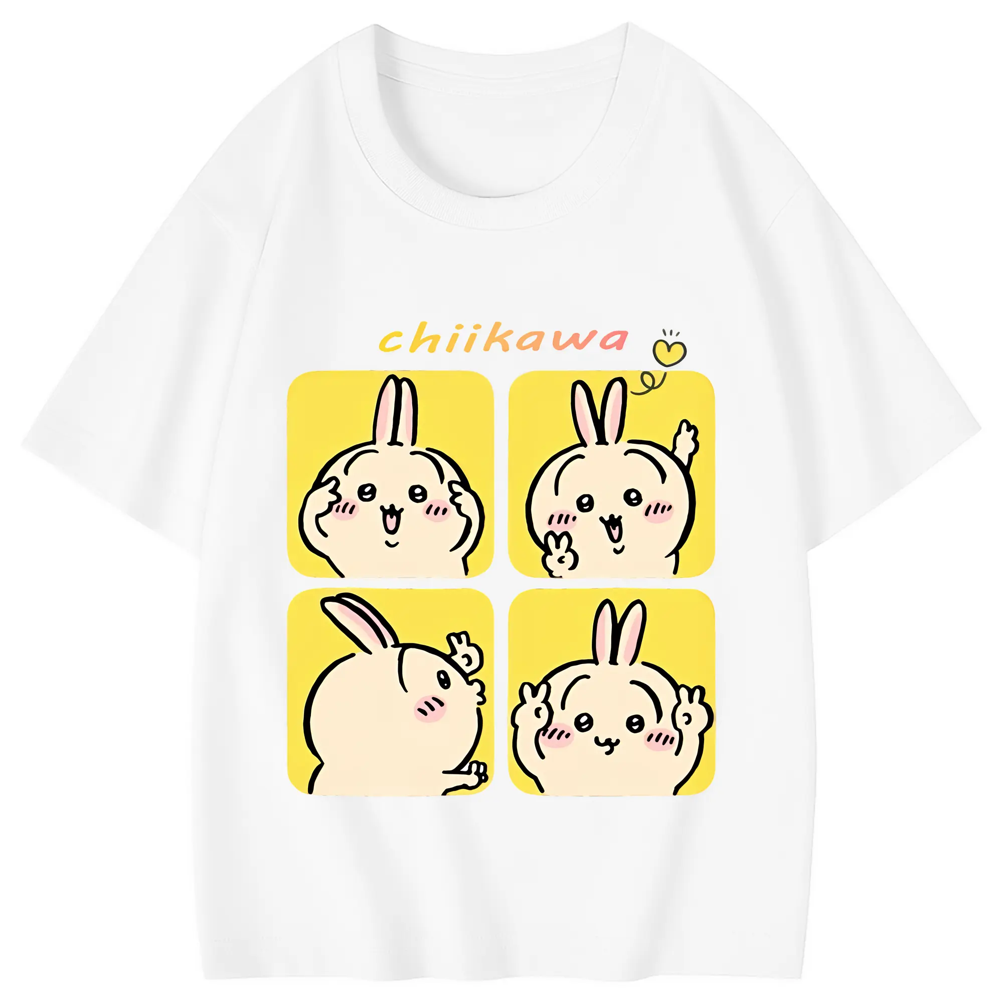 ちい が わ グッズ うさぎ - 綿100％ キッズTシャツ ・ フロントプリント ・ 快適 通気性 ・ スポーツ カジュアル 散歩用