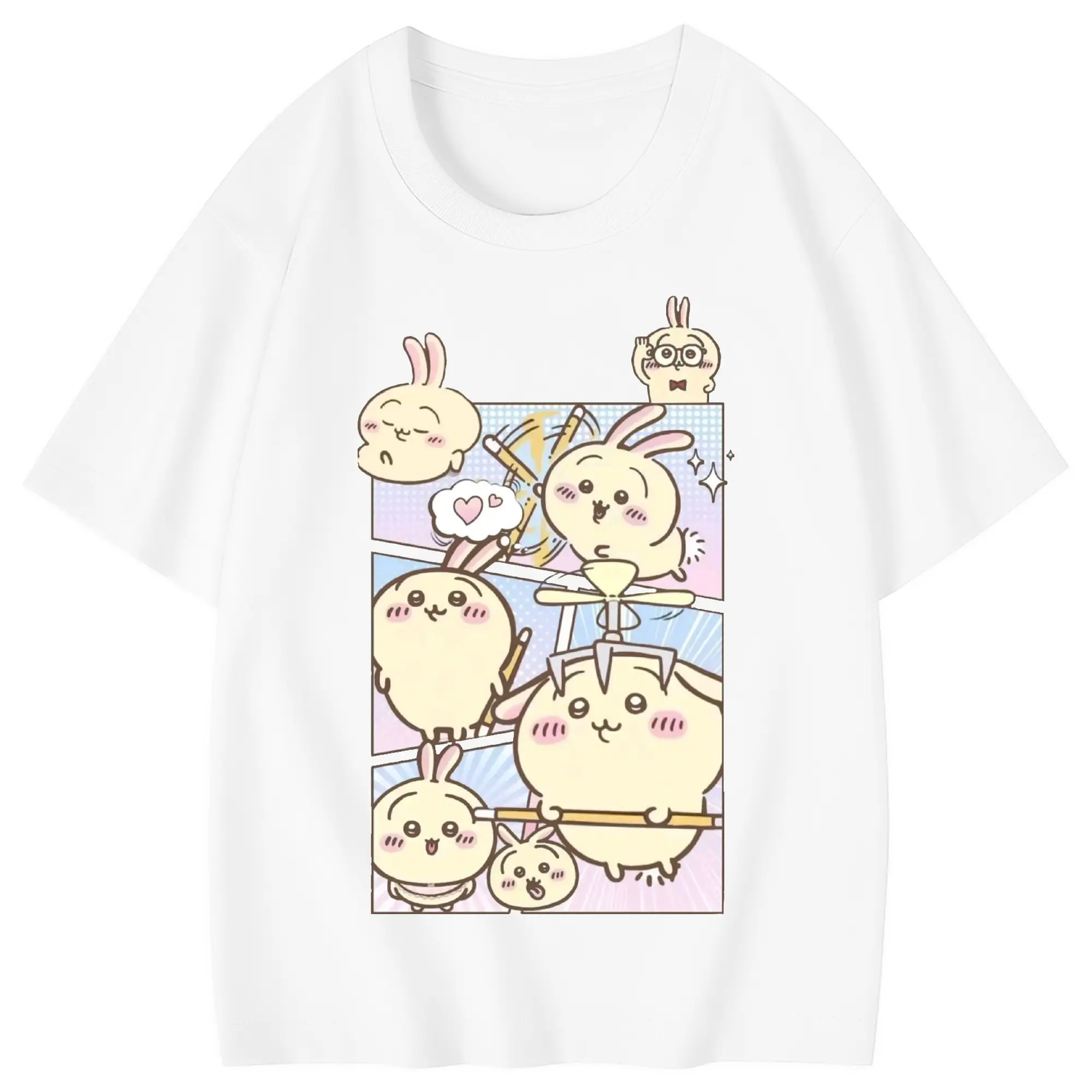 ちい が わ グッズ うさぎ - 綿100％ キッズTシャツ ・ フロントプリント ・ 快適 通気性 ・ スポーツ カジュアル 散歩用