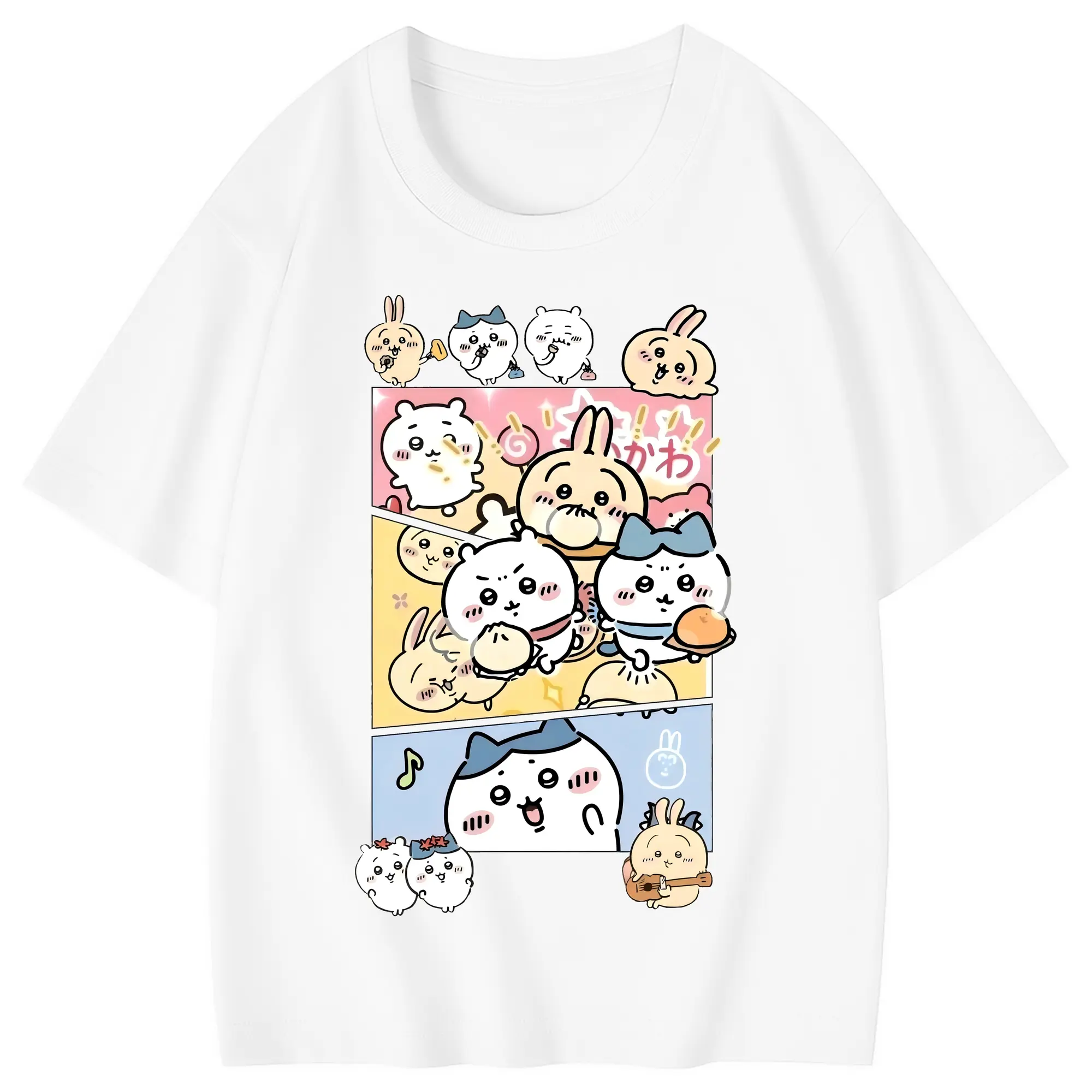 ちい が わ グッズ うさぎ - 綿100％ キッズTシャツ ・ フロントプリント ・ 快適 通気性 ・ スポーツ カジュアル 散歩用