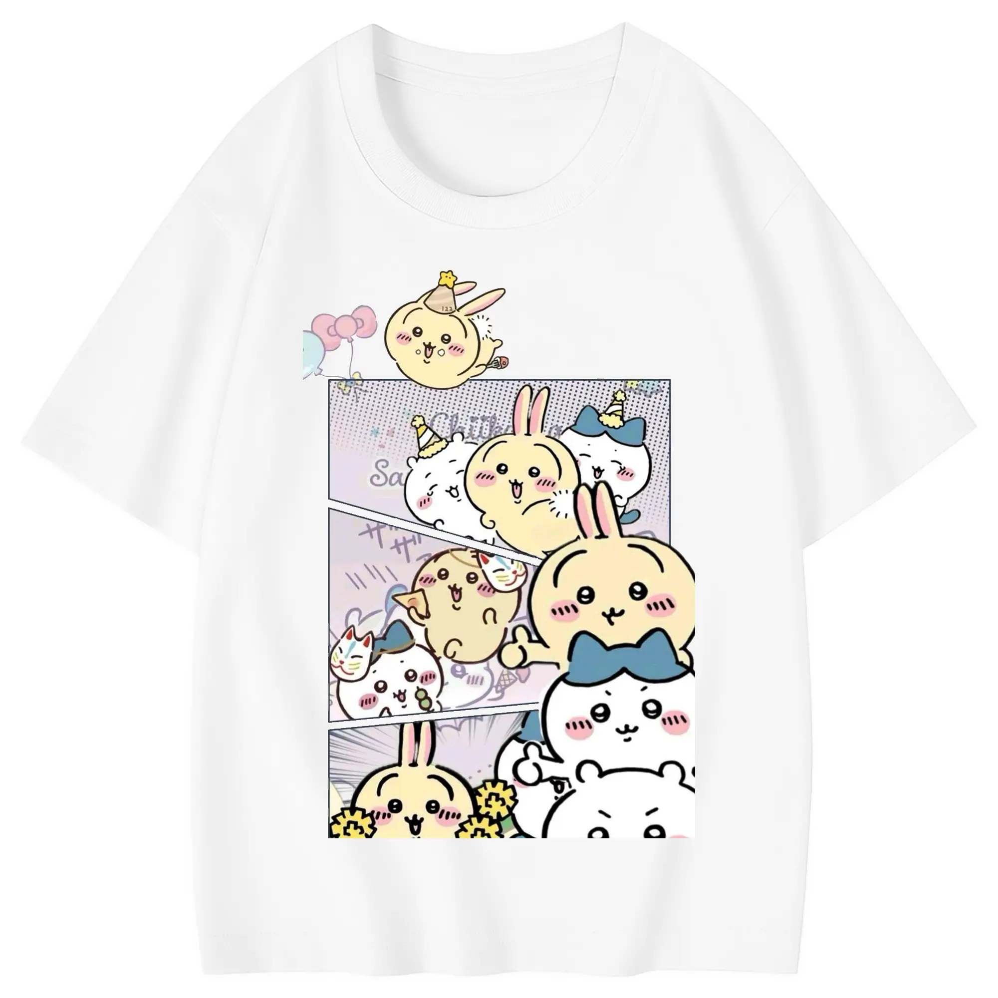 ちい が わ グッズ うさぎ - 綿100％ キッズTシャツ ・ フロントプリント ・ 快適 通気性 ・ スポーツ カジュアル 散歩用