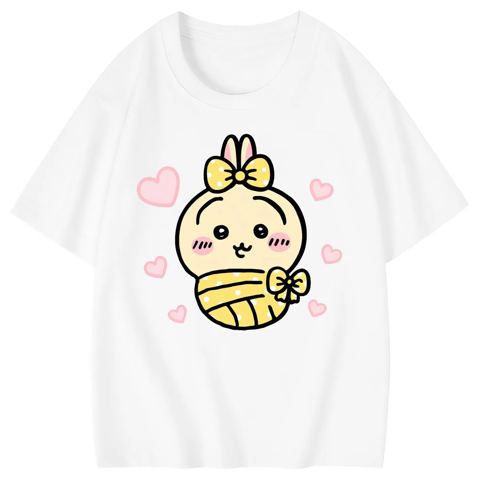 ちい が わ グッズ うさぎ - 綿100％ キッズTシャツ ・ フロントプリント ・ 快適 通気性 ・ スポーツ カジュアル 散歩用