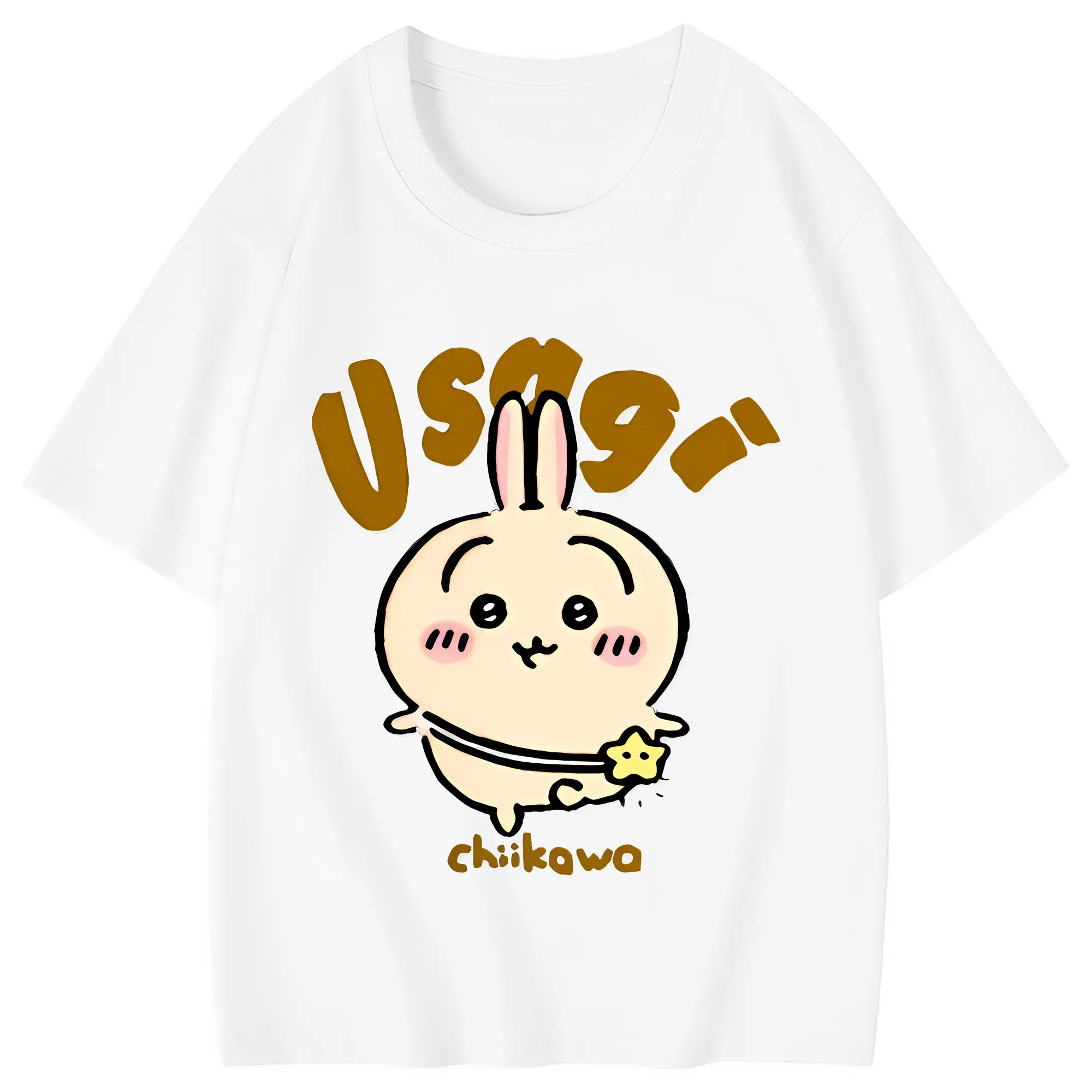 ちい が わ グッズ うさぎ - 綿100％ キッズTシャツ ・ フロントプリント ・ 快適 通気性 ・ スポーツ カジュアル 散歩用