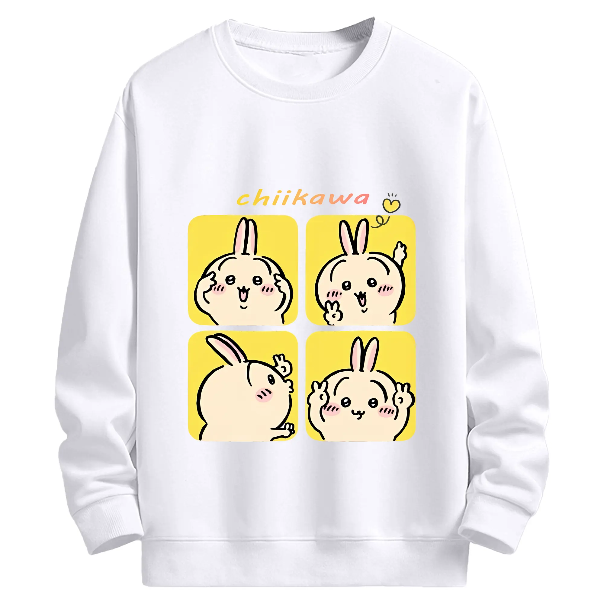 ちい が わ グッズ うさぎ - 高品質 クルーネック スウェット ・ コットン59％ ポリエステル41％ ・ ユニセックス 長袖 トレーナー ・ カジュアル デイリー スポーツ 散歩用