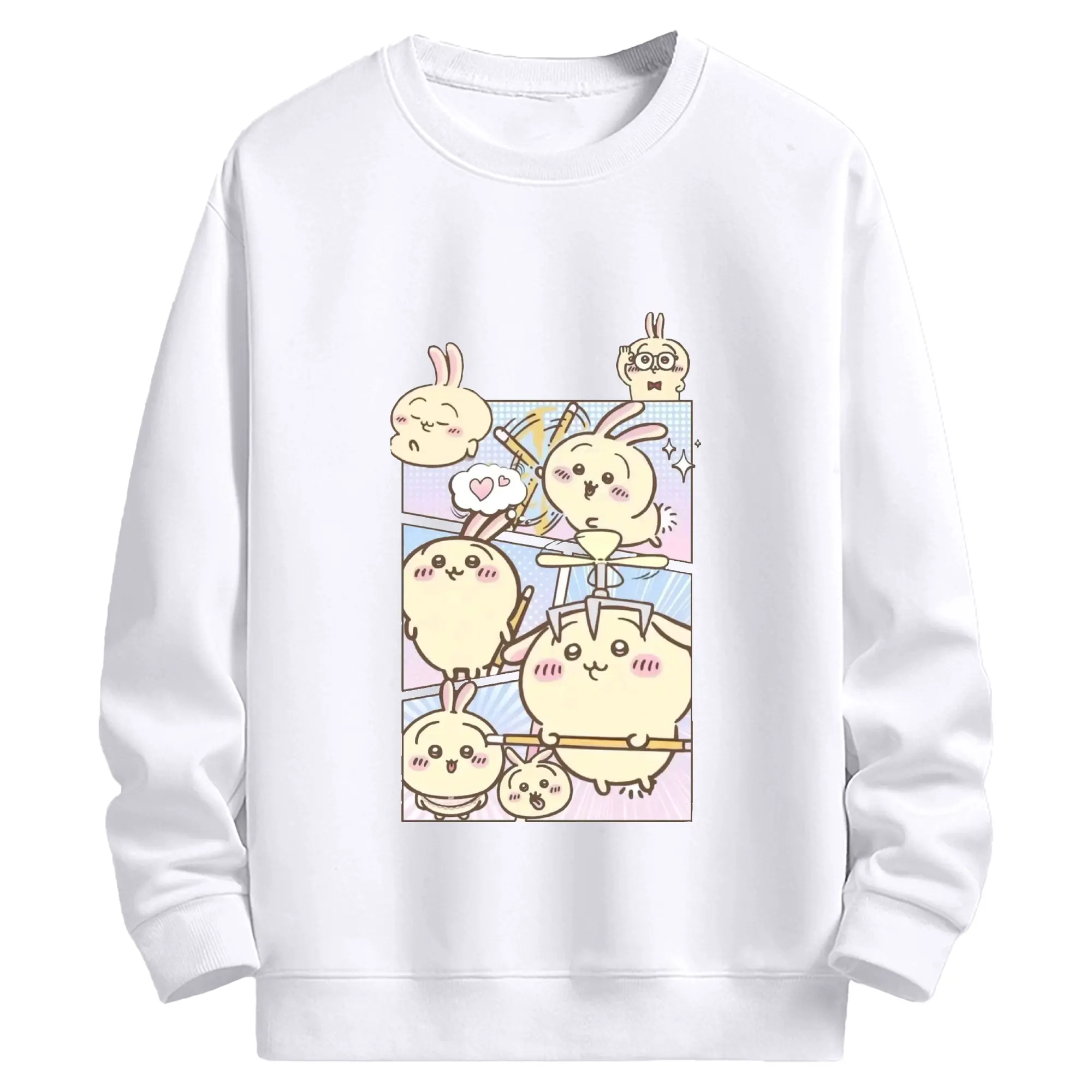 ちい が わ グッズ うさぎ - 高品質 クルーネック スウェット ・ コットン59％ ポリエステル41％ ・ ユニセックス 長袖 トレーナー ・ カジュアル デイリー スポーツ 散歩用