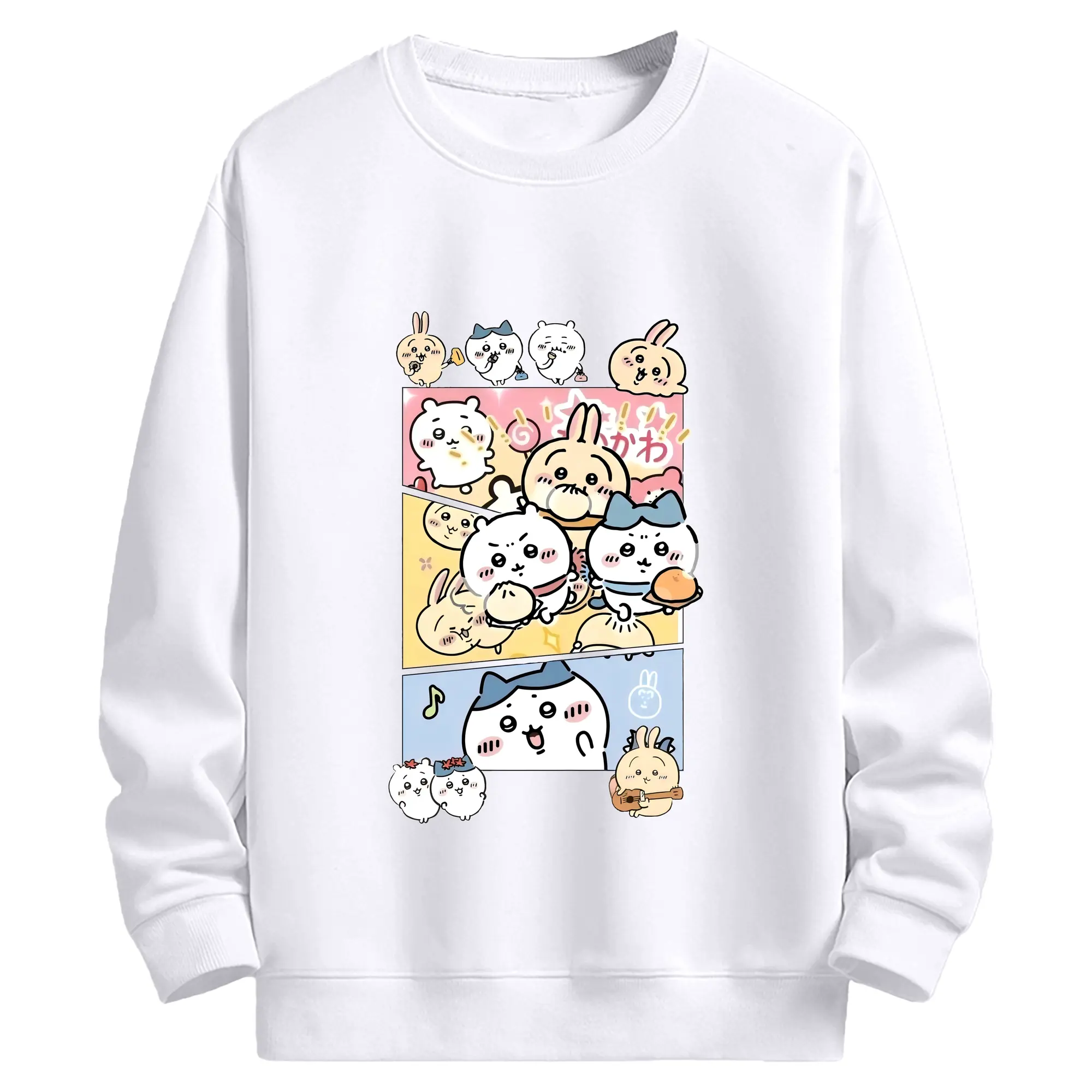 ちい が わ グッズ うさぎ - 高品質 クルーネック スウェット ・ コットン59％ ポリエステル41％ ・ ユニセックス 長袖 トレーナー ・ カジュアル デイリー スポーツ 散歩用