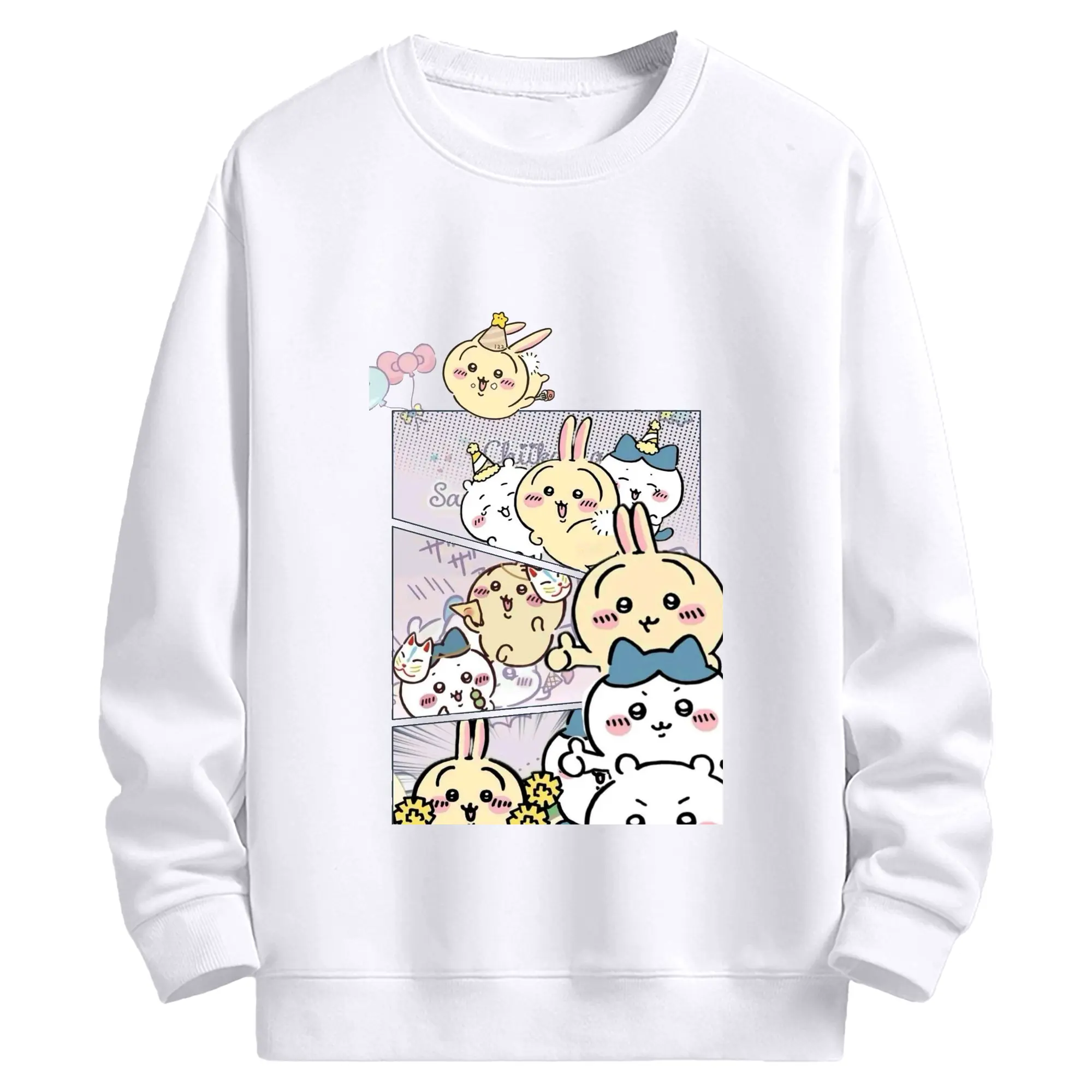 ちい が わ グッズ うさぎ - 高品質 クルーネック スウェット ・ コットン59％ ポリエステル41％ ・ ユニセックス 長袖 トレーナー ・ カジュアル デイリー スポーツ 散歩用