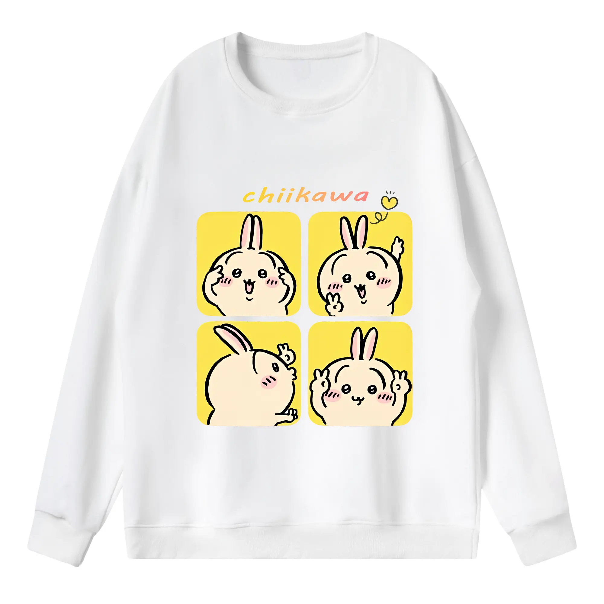 ちい が わ グッズ うさぎ - 薄手 クルーネック スウェット 裏毛260g · ポリエステル 春秋向け カジュアル 男女兼用 · トレーナー デイリー スポーツ 散歩に最適