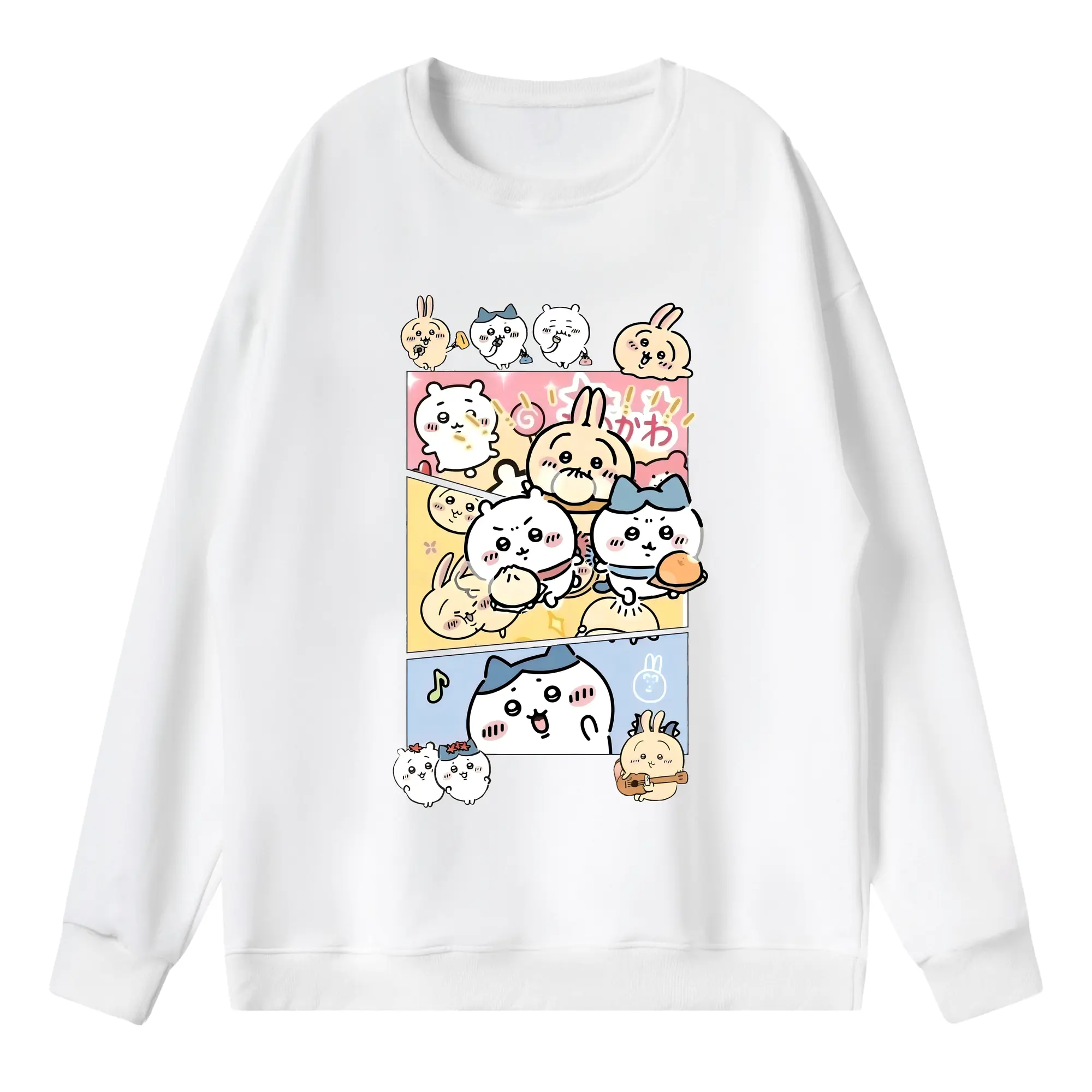 ちい が わ グッズ うさぎ - 薄手 クルーネック スウェット 裏毛260g · ポリエステル 春秋向け カジュアル 男女兼用 · トレーナー デイリー スポーツ 散歩に最適