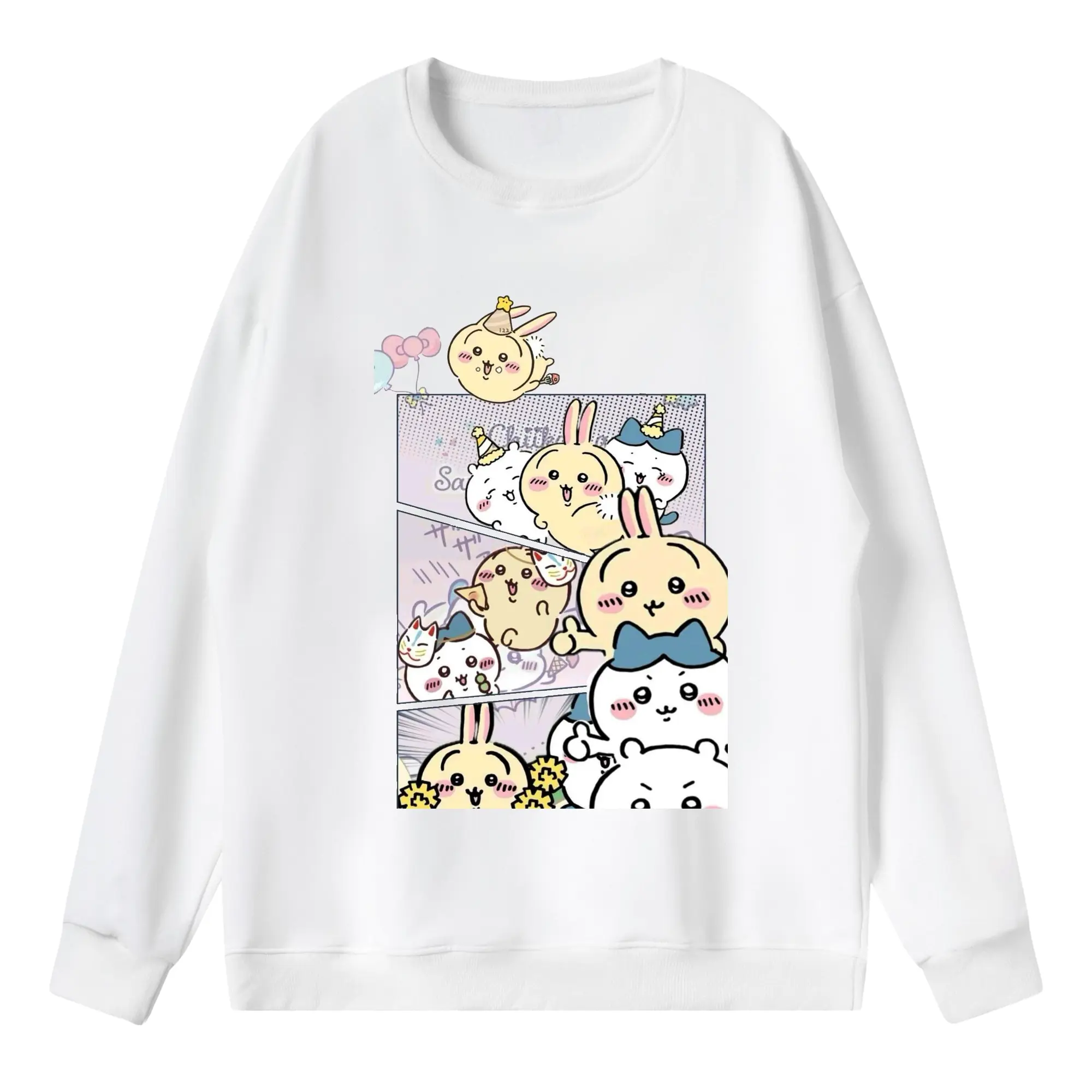 ちい が わ グッズ うさぎ - 薄手 クルーネック スウェット 裏毛260g · ポリエステル 春秋向け カジュアル 男女兼用 · トレーナー デイリー スポーツ 散歩に最適