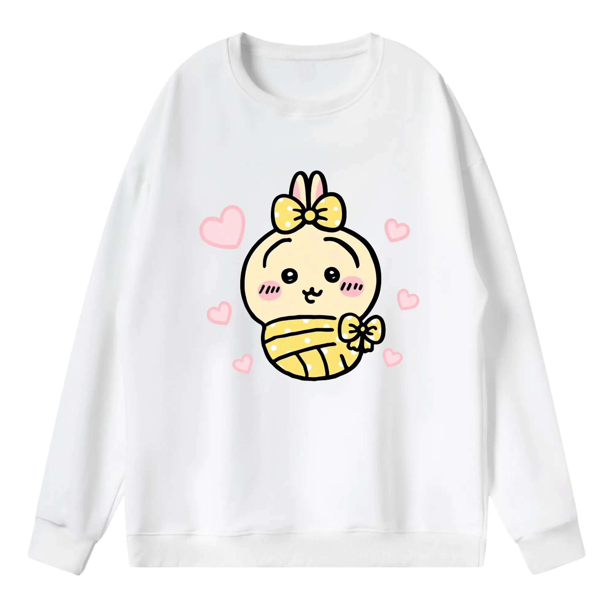 ちい が わ グッズ うさぎ - 薄手 クルーネック スウェット 裏毛260g · ポリエステル 春秋向け カジュアル 男女兼用 · トレーナー デイリー スポーツ 散歩に最適