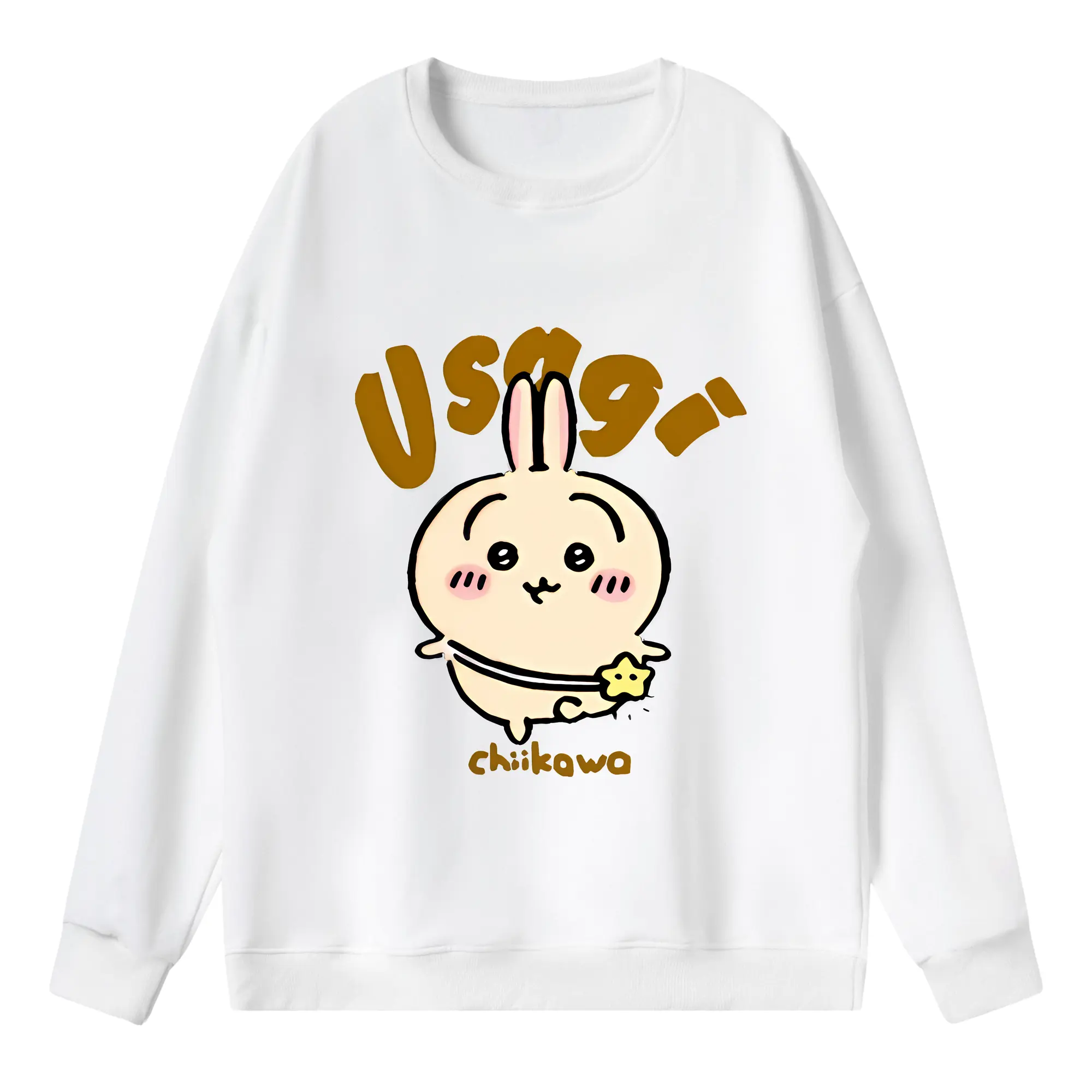 ちい が わ グッズ うさぎ - 薄手 クルーネック スウェット 裏毛260g · ポリエステル 春秋向け カジュアル 男女兼用 · トレーナー デイリー スポーツ 散歩に最適