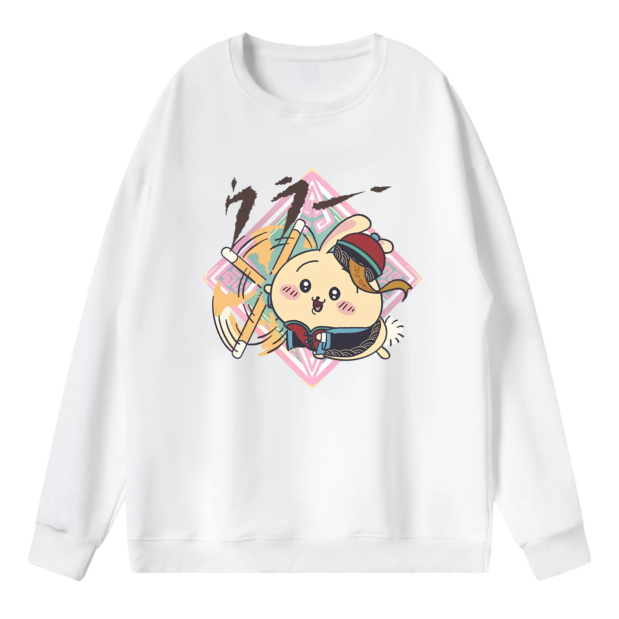 ちい が わ グッズ うさぎ - 薄手 クルーネック スウェット 裏毛260g · ポリエステル 春秋向け カジュアル 男女兼用 · トレーナー デイリー スポーツ 散歩に最適