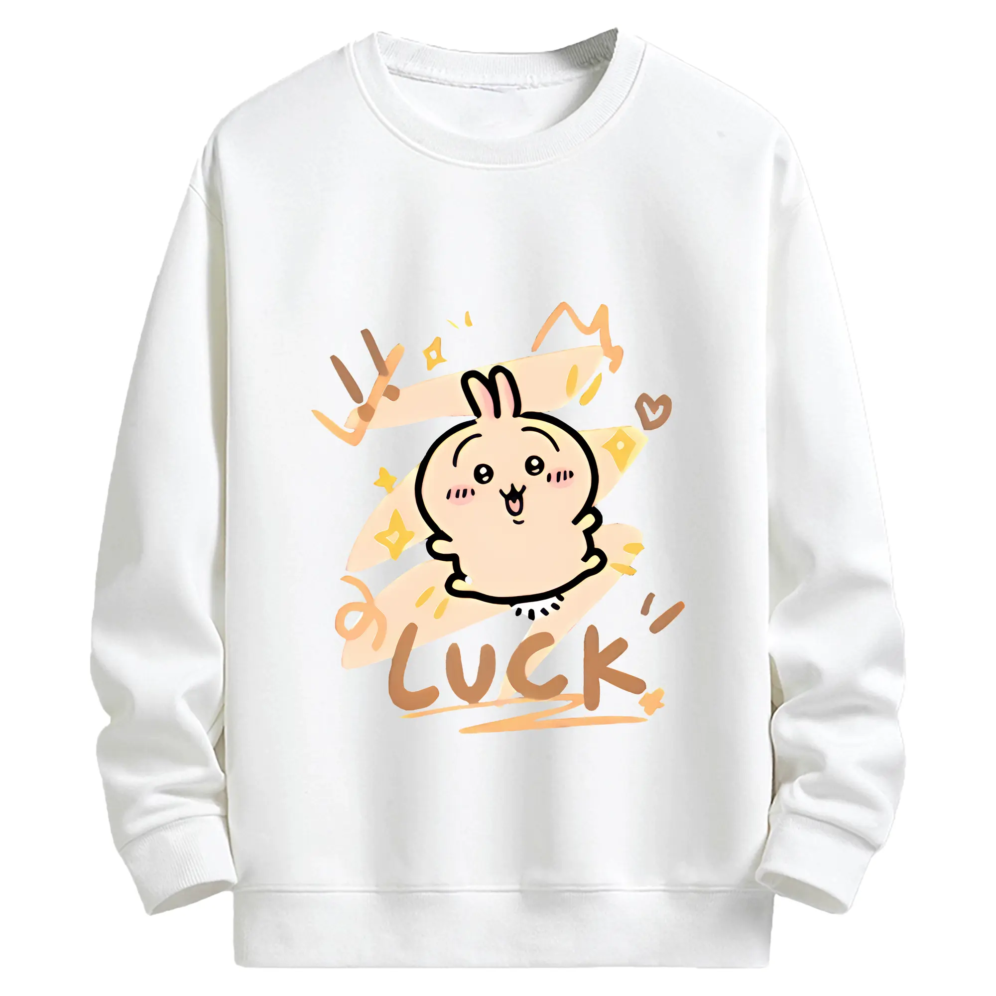 ちい が わ グッズ うさぎ - キッズ クルーネックスウェットシャツ ・ フロントプリント ・ 綿80％ ポリエステル20％ ・ 快適 通学 スポーツ 日常使い お散歩用