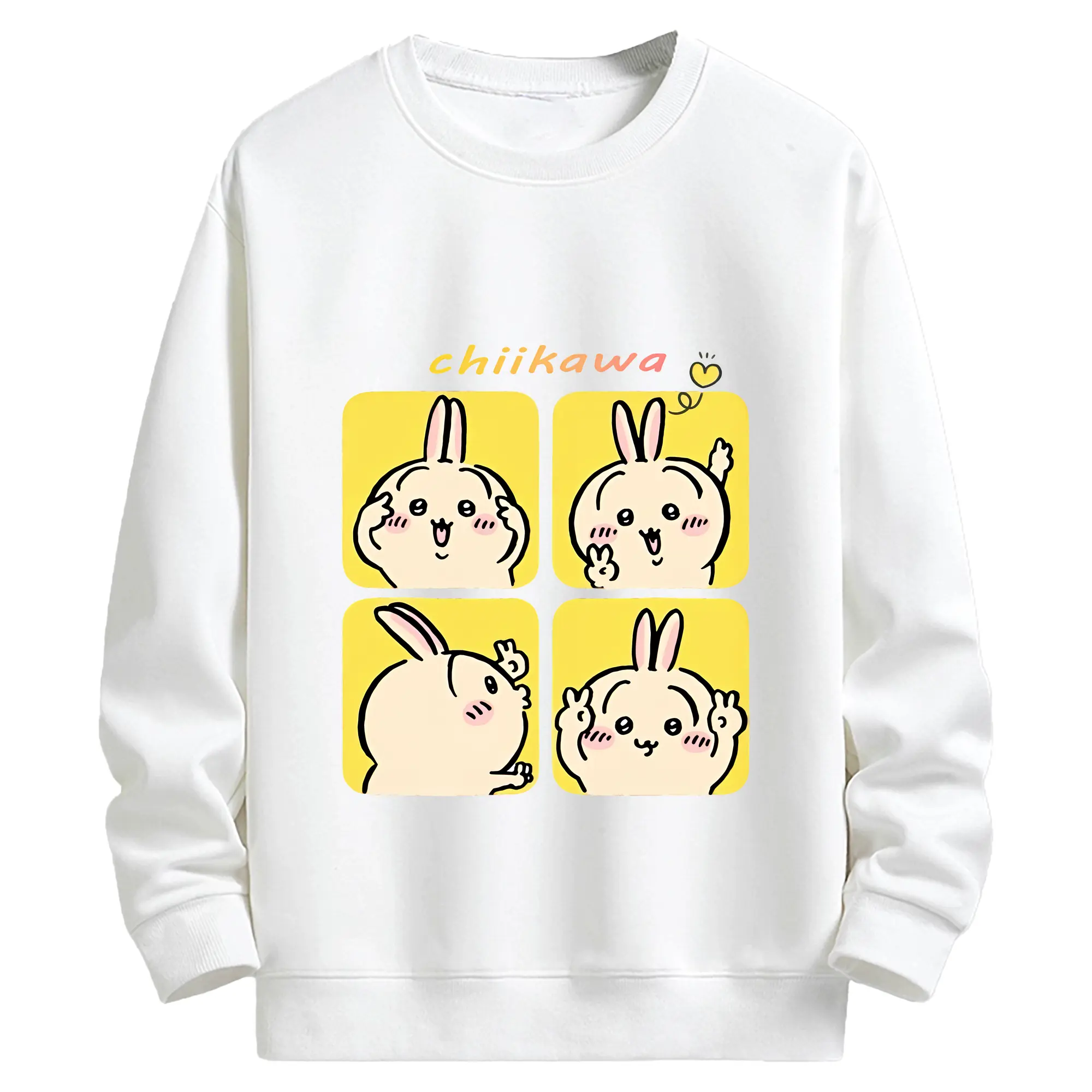 ちい が わ グッズ うさぎ - キッズ クルーネックスウェットシャツ ・ フロントプリント ・ 綿80％ ポリエステル20％ ・ 快適 通学 スポーツ 日常使い お散歩用