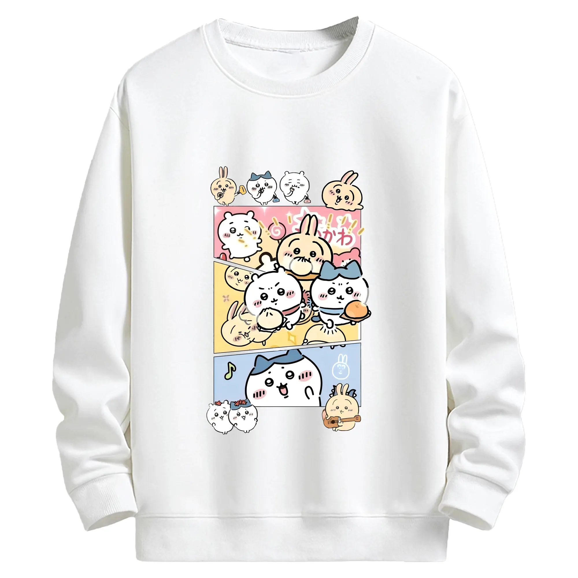 ちい が わ グッズ うさぎ - キッズ クルーネックスウェットシャツ ・ フロントプリント ・ 綿80％ ポリエステル20％ ・ 快適 通学 スポーツ 日常使い お散歩用