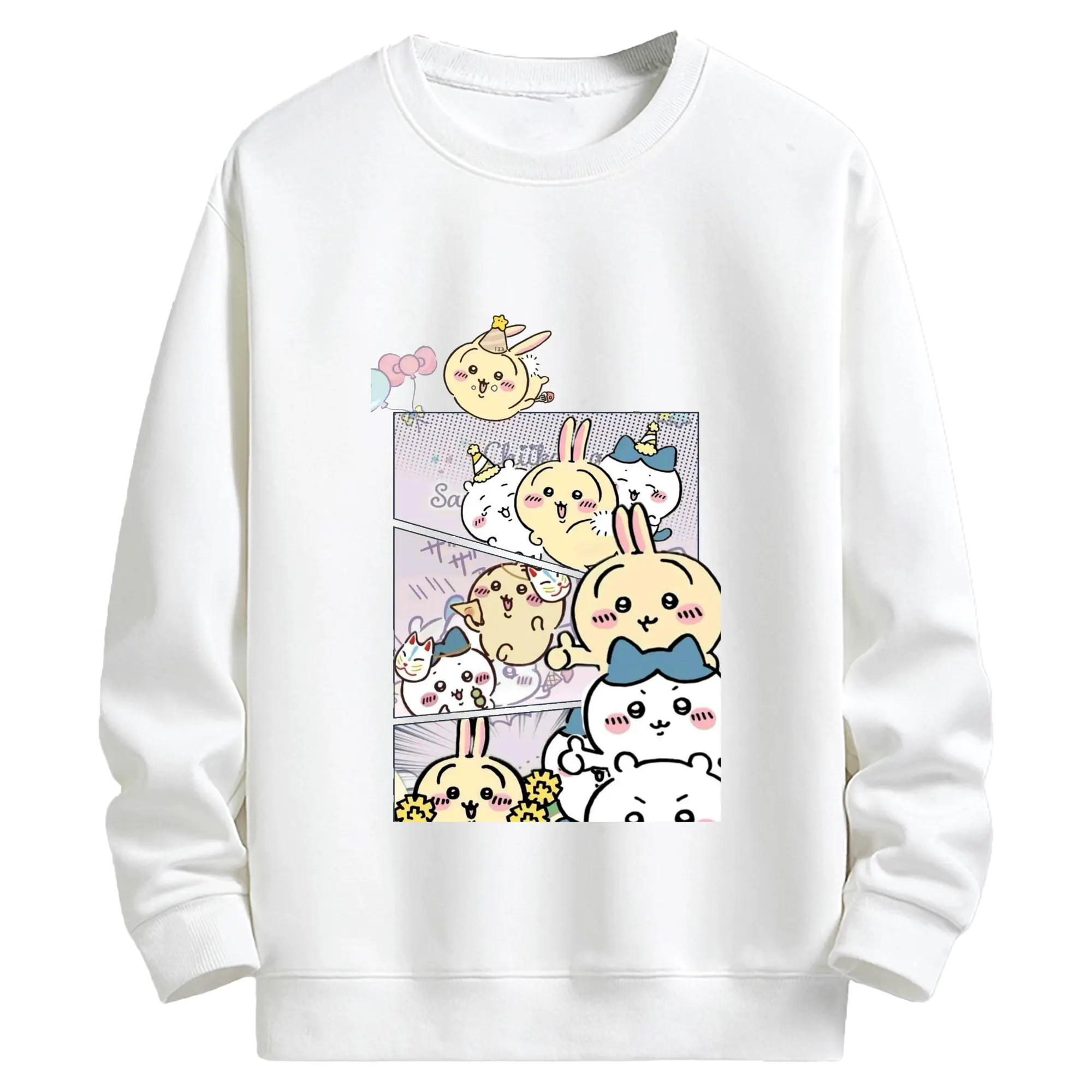 ちい が わ グッズ うさぎ - キッズ クルーネックスウェットシャツ ・ フロントプリント ・ 綿80％ ポリエステル20％ ・ 快適 通学 スポーツ 日常使い お散歩用