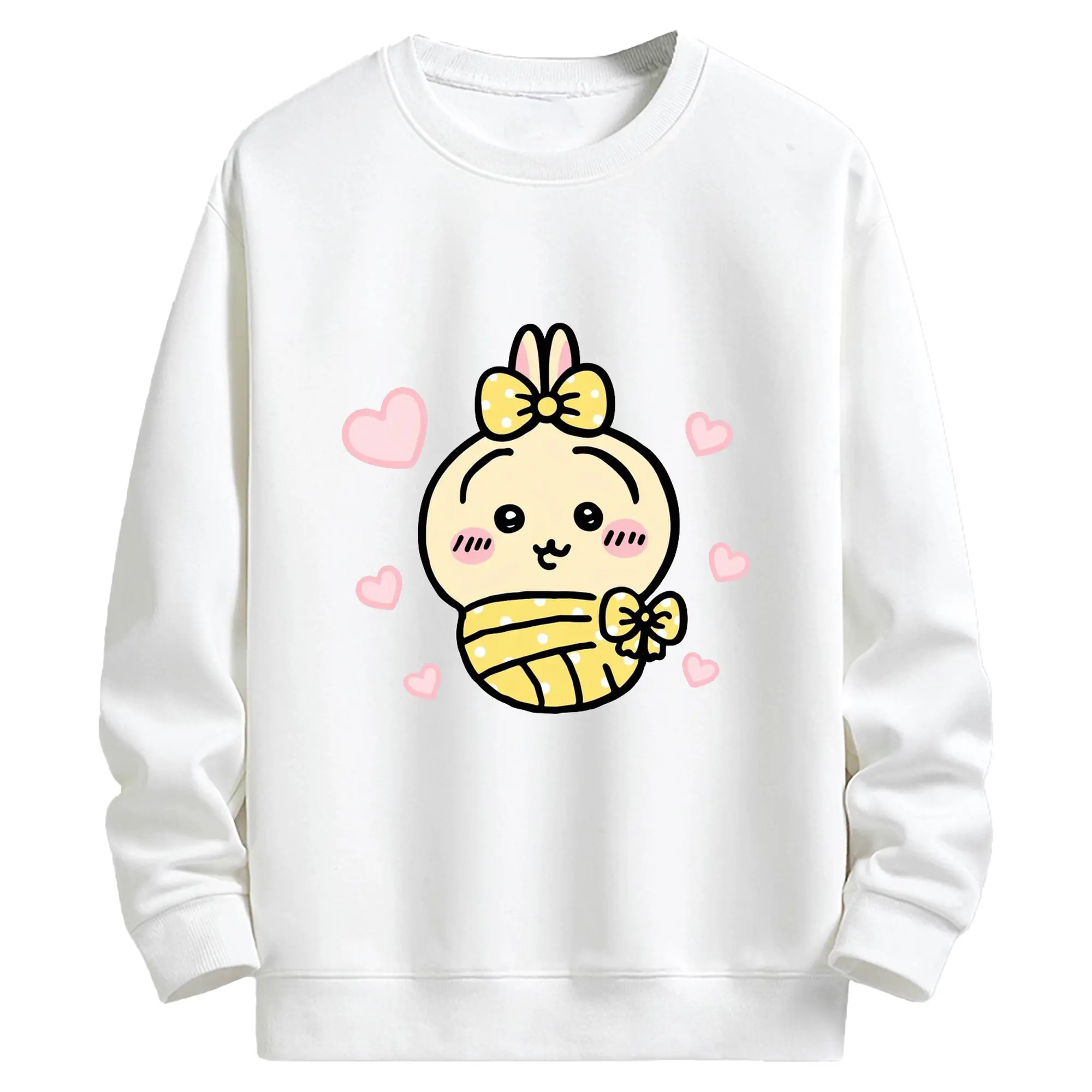 ちい が わ グッズ うさぎ - キッズ クルーネックスウェットシャツ ・ フロントプリント ・ 綿80％ ポリエステル20％ ・ 快適 通学 スポーツ 日常使い お散歩用