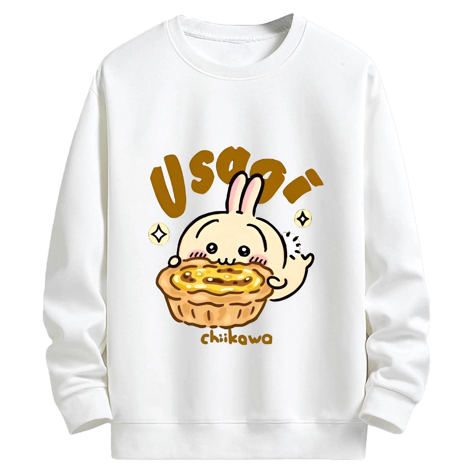 ちい が わ グッズ うさぎ - キッズ クルーネックスウェットシャツ ・ フロントプリント ・ 綿80％ ポリエステル20％ ・ 快適 通学 スポーツ 日常使い お散歩用