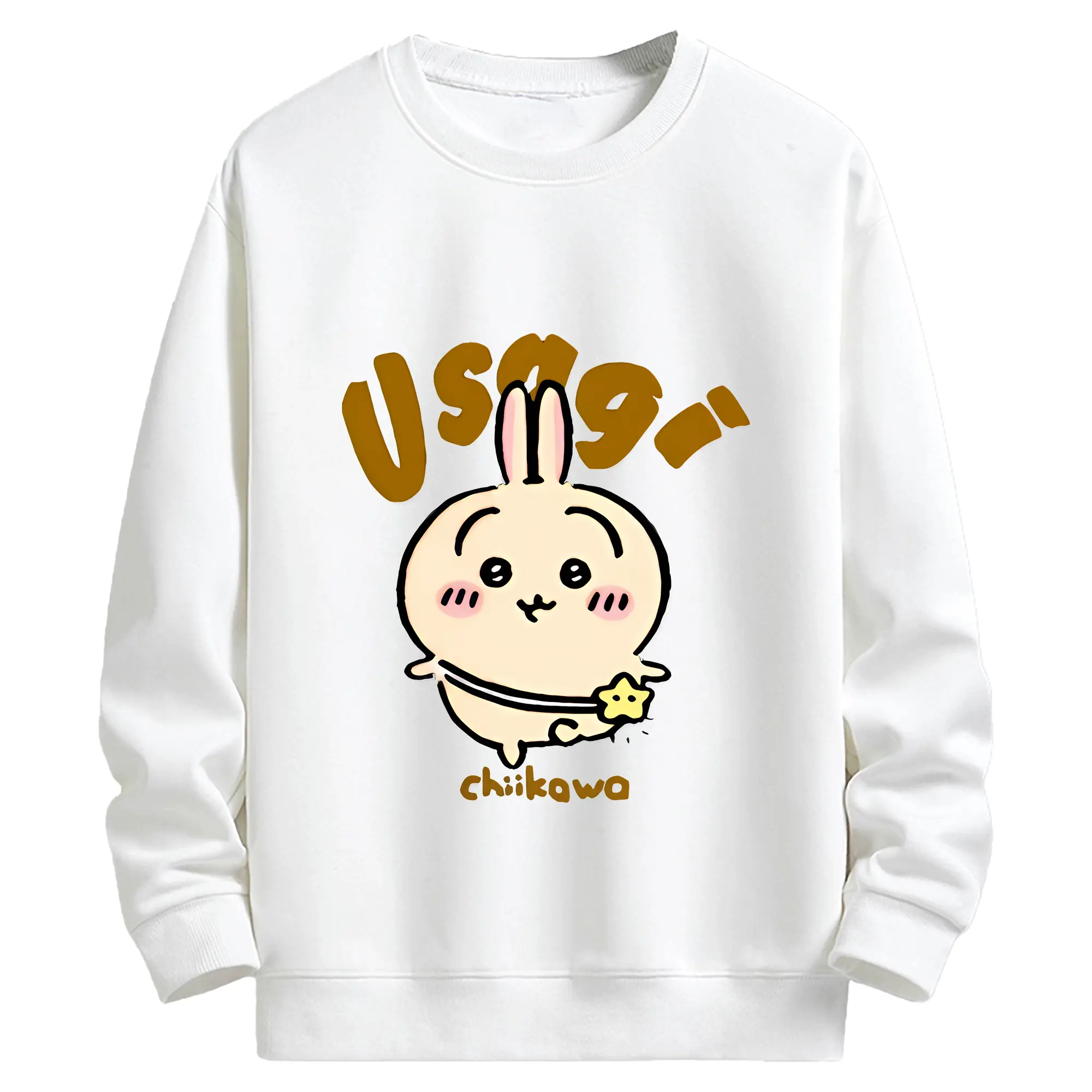 ちい が わ グッズ うさぎ - キッズ クルーネックスウェットシャツ ・ フロントプリント ・ 綿80％ ポリエステル20％ ・ 快適 通学 スポーツ 日常使い お散歩用