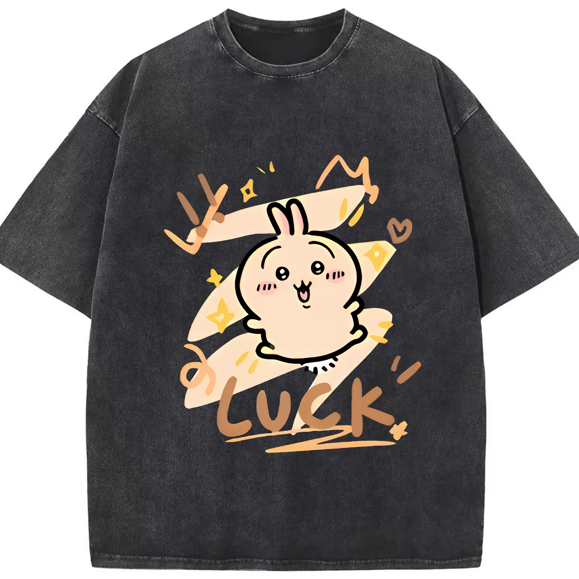 ちい が わ グッズ うさぎ - 綿100％ ヴィンテージ風 半袖Tシャツ ・ フロントプリント ・ 柔らか肌触り ・ 通気性 快適 ・ スポーツ カジュアル 外出用