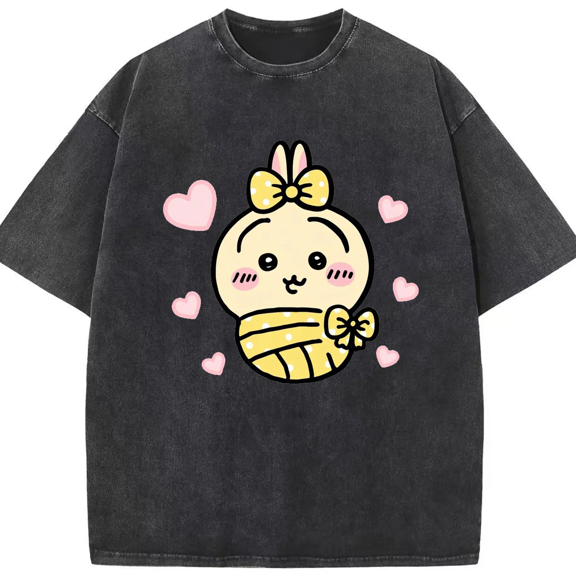 ちい が わ グッズ うさぎ - 綿100％ ヴィンテージ風 半袖Tシャツ ・ フロントプリント ・ 柔らか肌触り ・ 通気性 快適 ・ スポーツ カジュアル 外出用