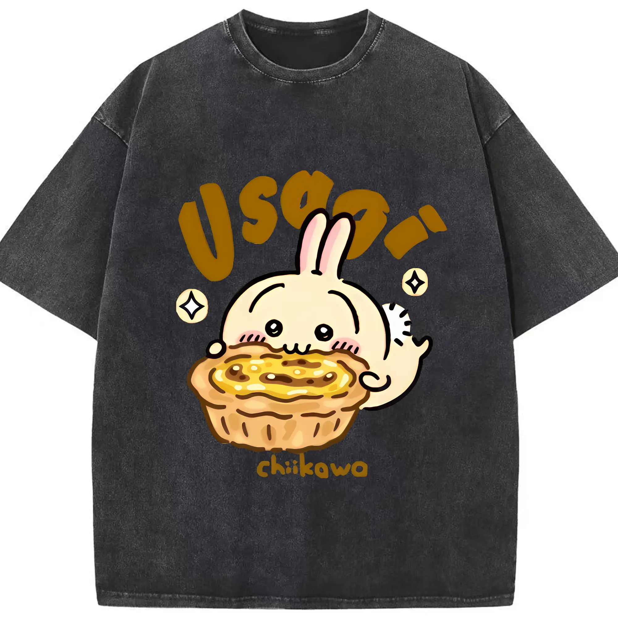 ちい が わ グッズ うさぎ - 綿100％ ヴィンテージ風 半袖Tシャツ ・ フロントプリント ・ 柔らか肌触り ・ 通気性 快適 ・ スポーツ カジュアル 外出用