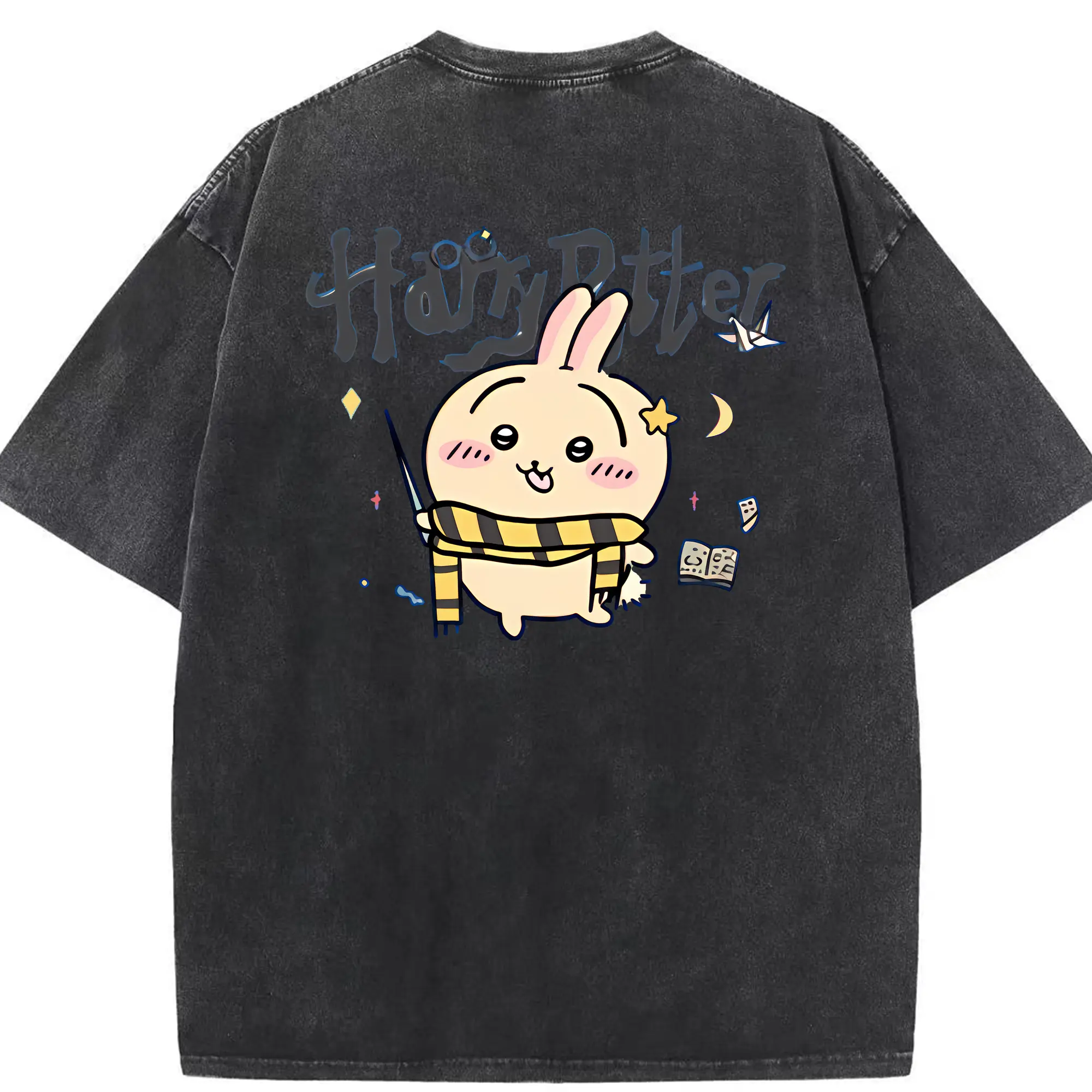 ちい が わ グッズ うさぎ - 綿100％ ヴィンテージ風 半袖Tシャツ ・ 背面プリント ・ 柔らか肌触り ・ 通気性 快適 ・ スポーツ カジュアル 外出用