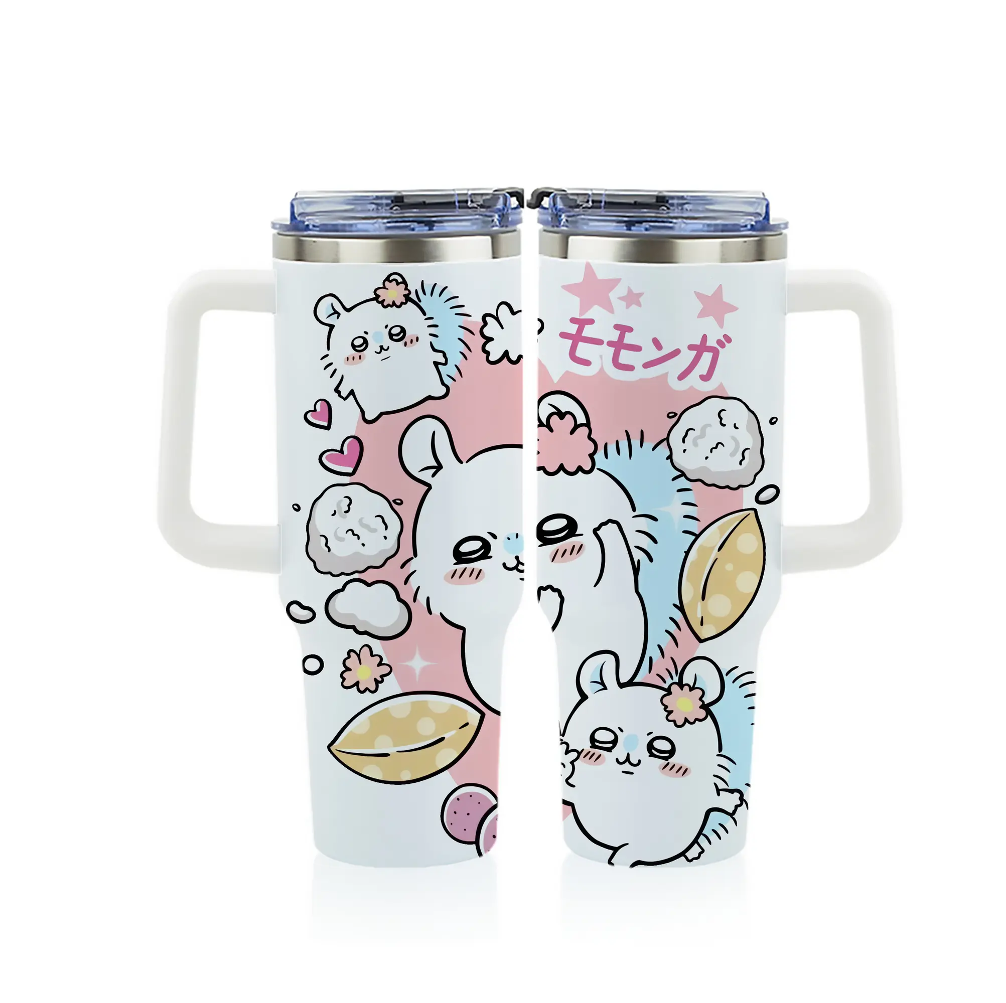 ちい が わ グッズ モモンガ - 1200mL フルプリント車用タンブラー ・ 304ステンレス 内側 ・ 201ステンレス 外側 ・ 保温 保冷 ・ 通勤 ドライブ アウトドア用