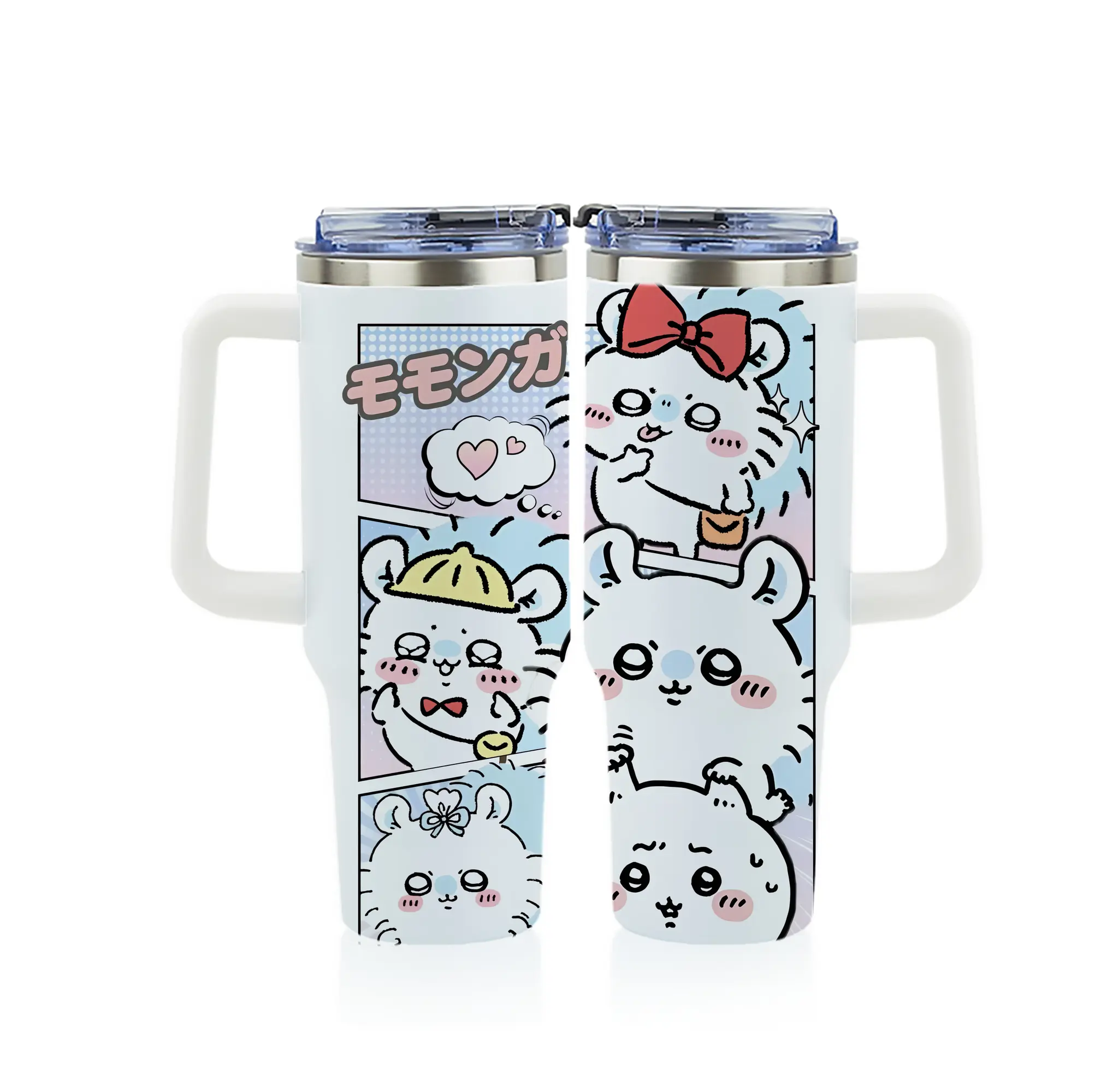 ちい が わ グッズ モモンガ - 1200mL フルプリント車用タンブラー ・ 304ステンレス 内側 ・ 201ステンレス 外側 ・ 保温 保冷 ・ 通勤 ドライブ アウトドア用