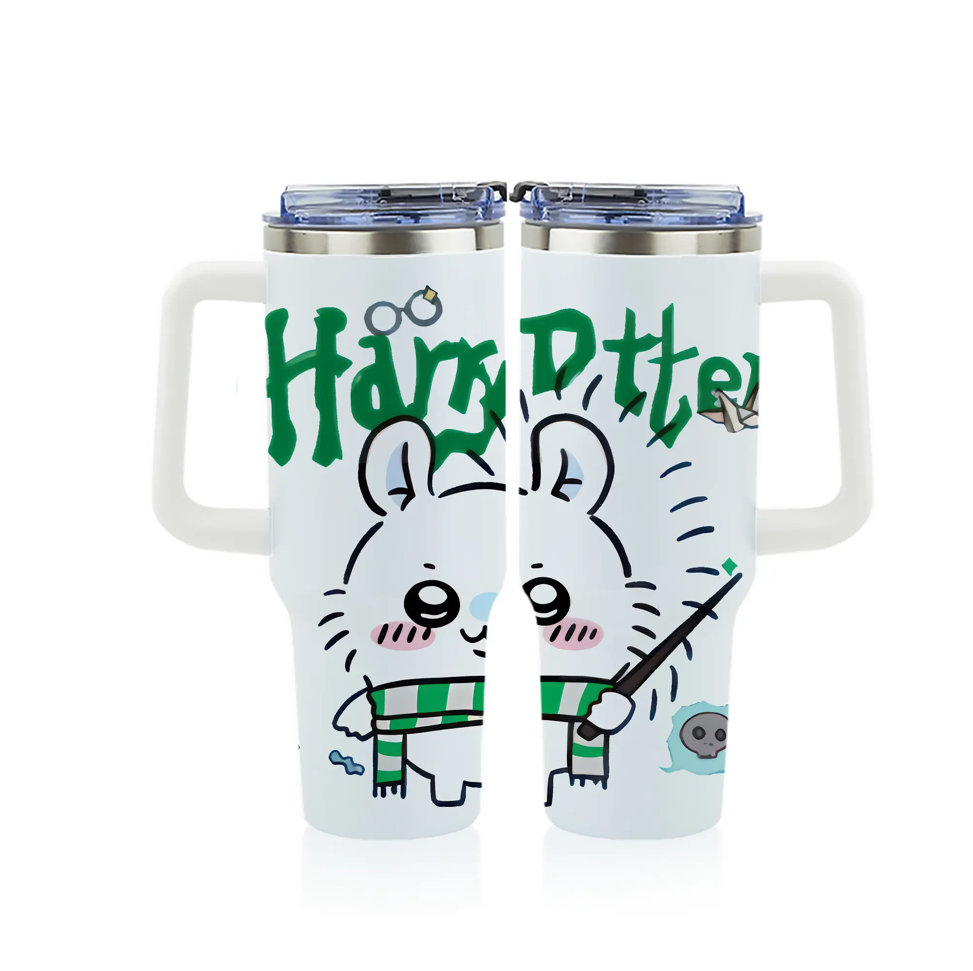 ちい が わ グッズ モモンガ - 1200mL フルプリント車用タンブラー ・ 304ステンレス 内側 ・ 201ステンレス 外側 ・ 保温 保冷 ・ 通勤 ドライブ アウトドア用