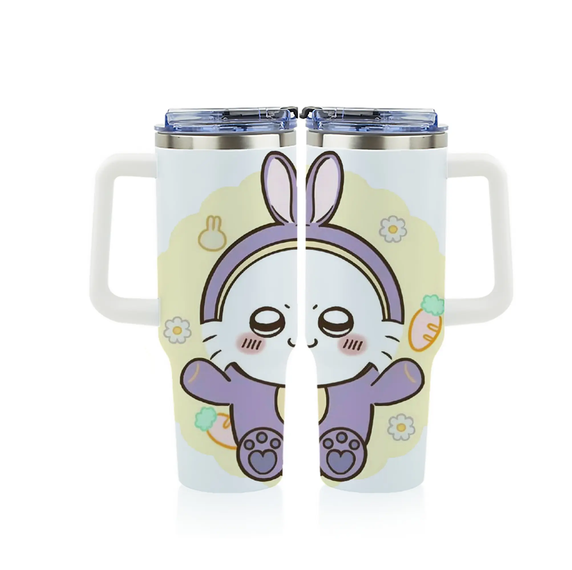 ちい が わ グッズ モモンガ - 1200mL フルプリント車用タンブラー ・ 304ステンレス 内側 ・ 201ステンレス 外側 ・ 保温 保冷 ・ 通勤 ドライブ アウトドア用