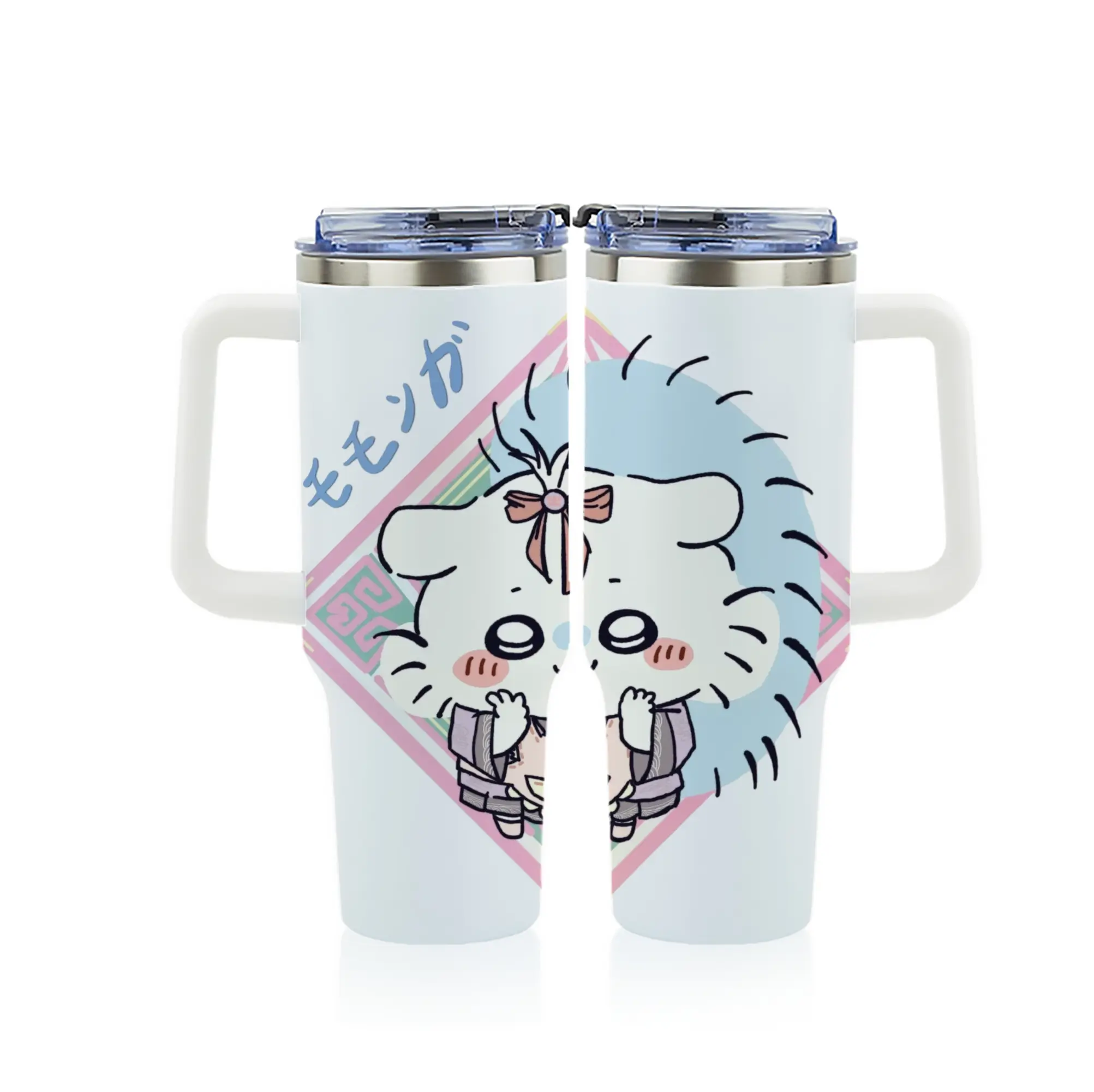 ちい が わ グッズ モモンガ - 1200mL フルプリント車用タンブラー ・ 304ステンレス 内側 ・ 201ステンレス 外側 ・ 保温 保冷 ・ 通勤 ドライブ アウトドア用