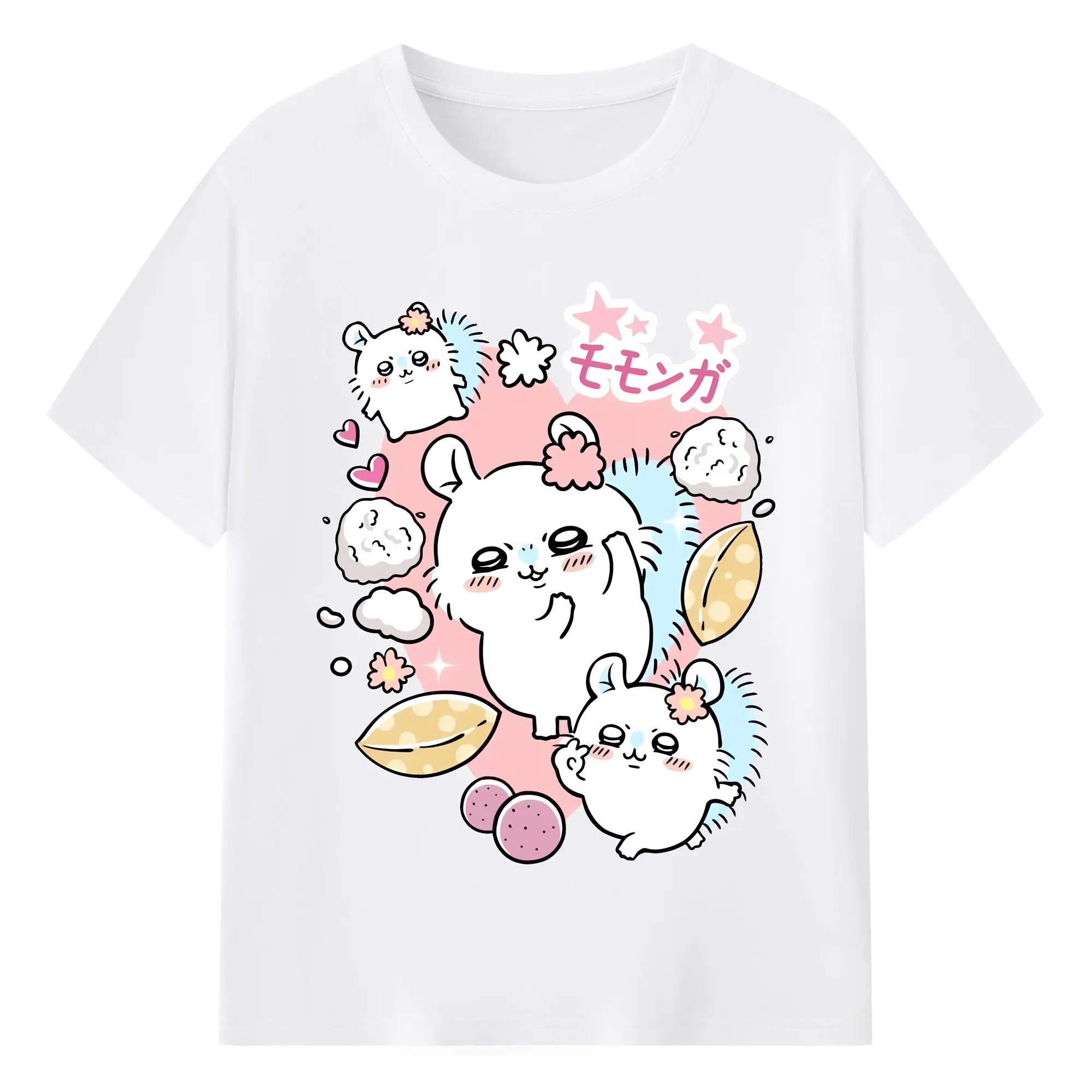 ちい が わ グッズ モモンガ - 綿100％ 半袖Tシャツ ・ フロントプリント ・ 快適 通気性 ・ 日常使い 散歩 スポーツ用