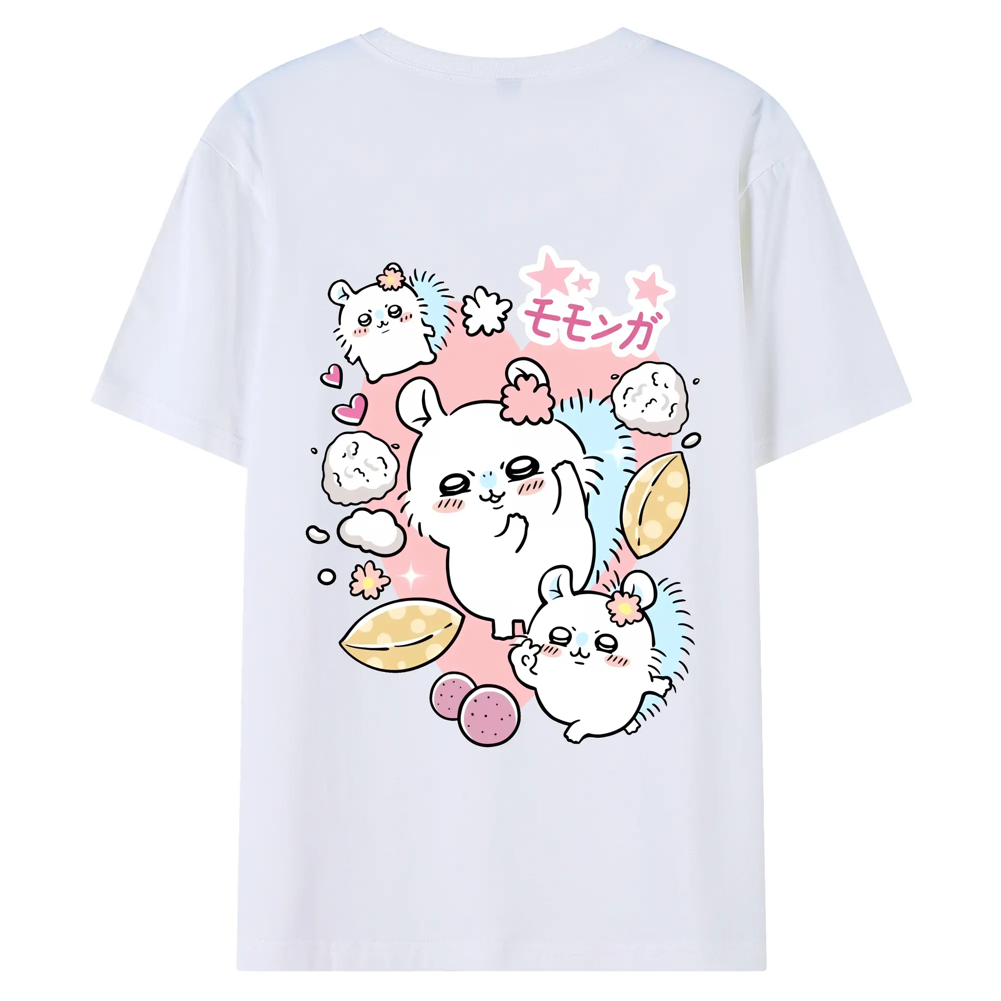 ちい が わ グッズ モモンガ - 綿100％ 半袖Tシャツ ・ バックプリント ・ 快適 通気性 ・ 日常使い 散歩 スポーツ用