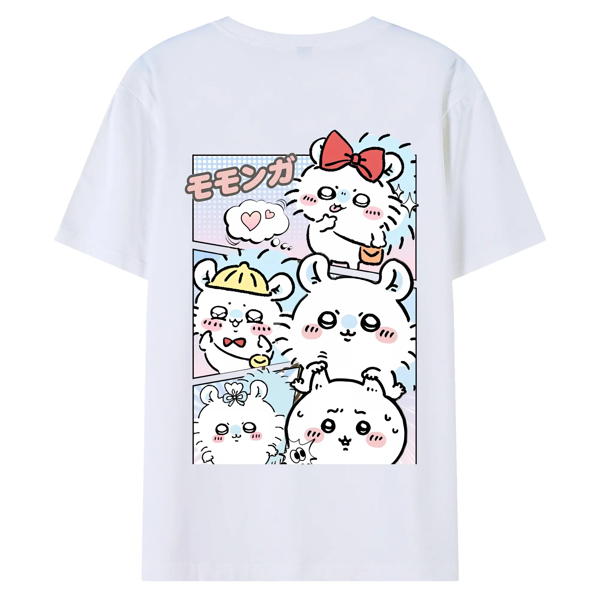 ちい が わ グッズ モモンガ - 綿100％ 半袖Tシャツ ・ バックプリント ・ 快適 通気性 ・ 日常使い 散歩 スポーツ用