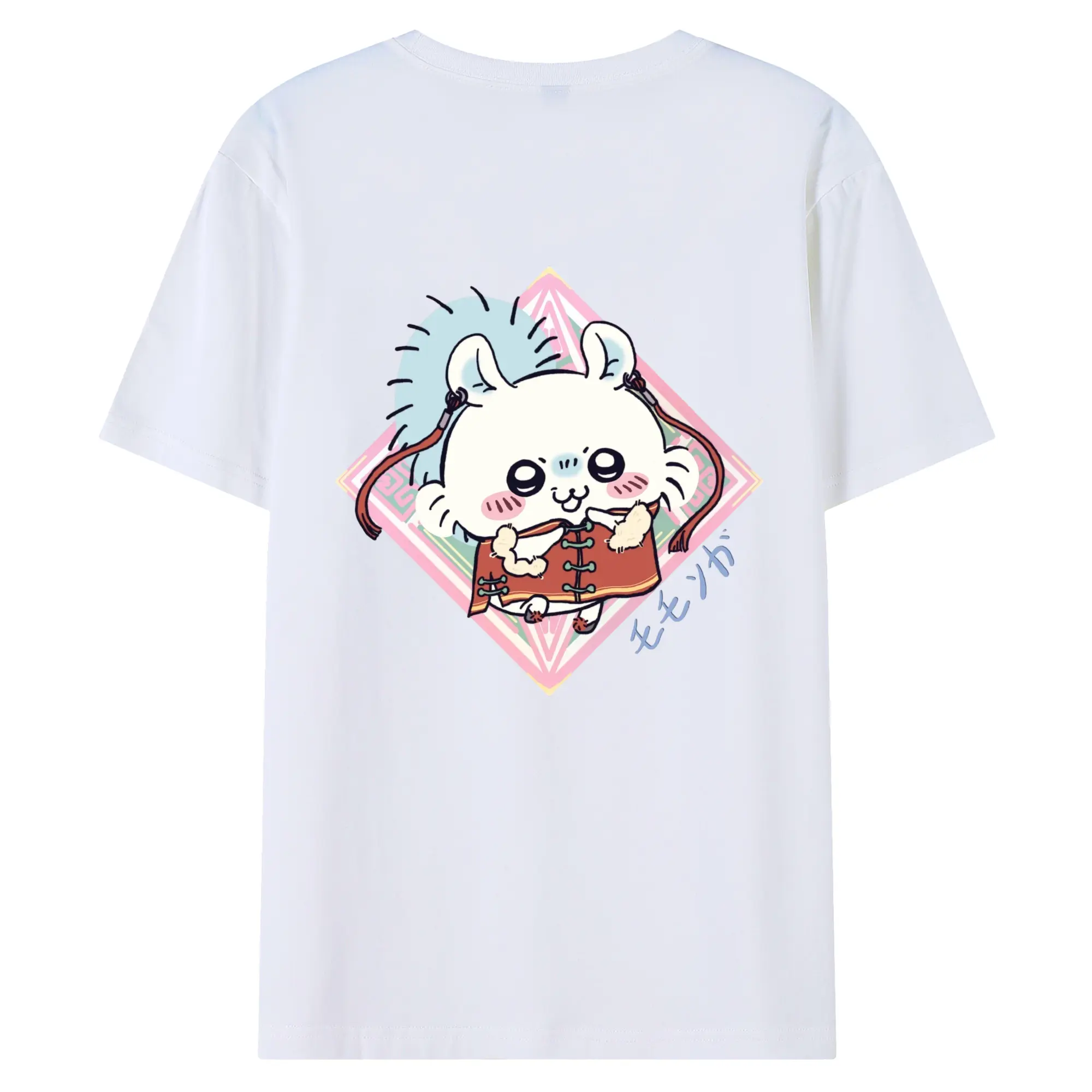 ちい が わ グッズ モモンガ - 綿100％ 半袖Tシャツ ・ バックプリント ・ 快適 通気性 ・ 日常使い 散歩 スポーツ用