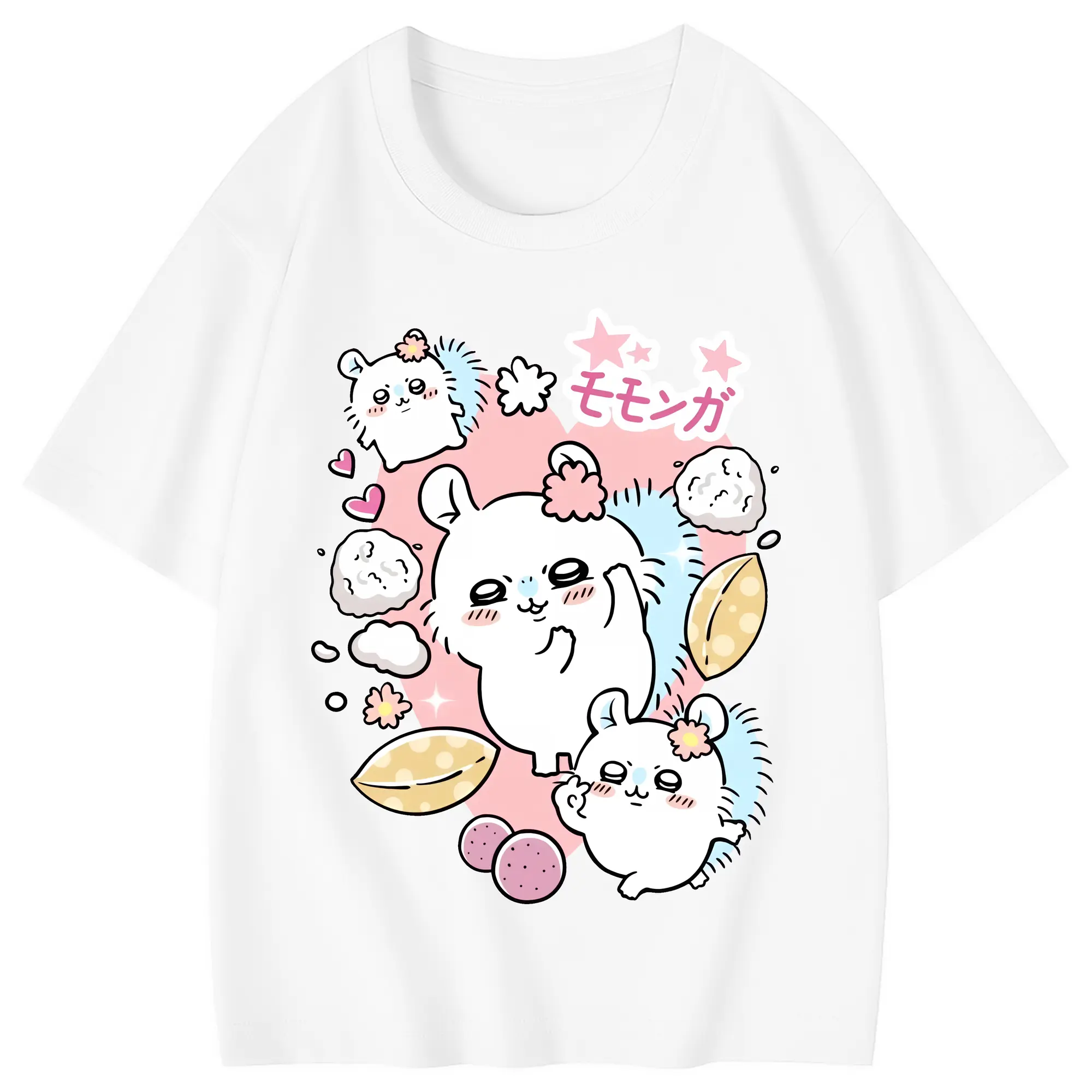 ちい が わ グッズ モモンガ - 綿100％ キッズTシャツ ・ フロントプリント ・ 快適 通気性 ・ スポーツ カジュアル 散歩用