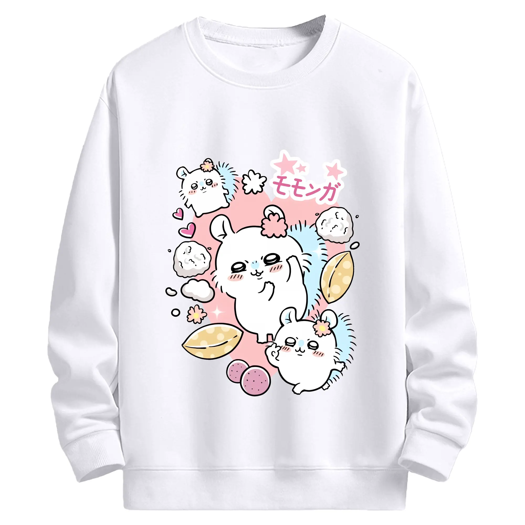 ちい が わ グッズ モモンガ - 高品質 クルーネック スウェット ・ コットン59％ ポリエステル41％ ・ ユニセックス 長袖 トレーナー ・ カジュアル デイリー スポーツ 散歩用