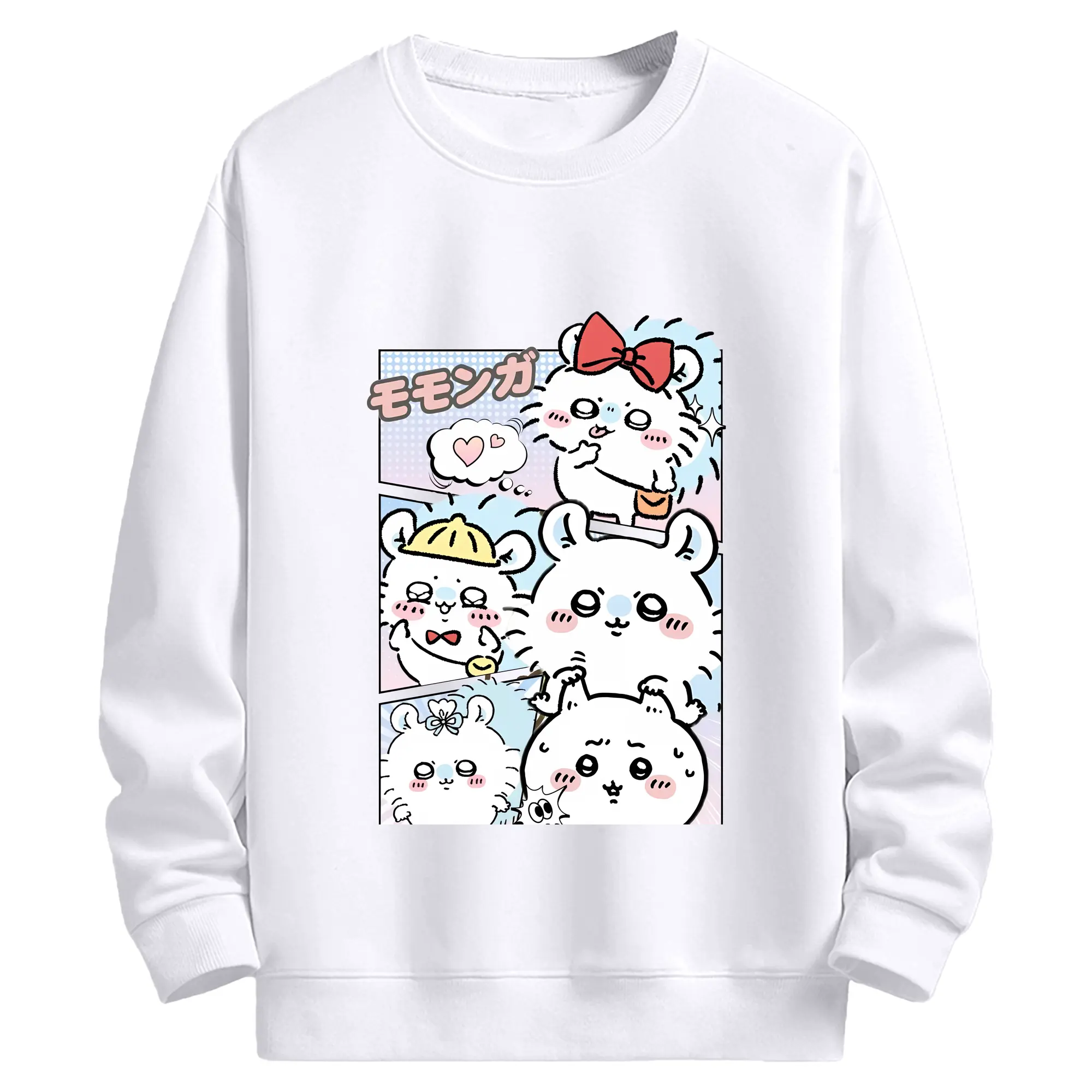 ちい が わ グッズ モモンガ - 高品質 クルーネック スウェット ・ コットン59％ ポリエステル41％ ・ ユニセックス 長袖 トレーナー ・ カジュアル デイリー スポーツ 散歩用