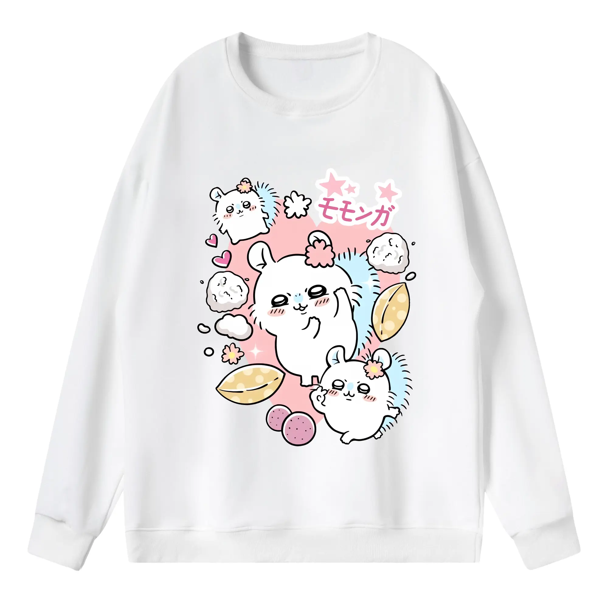 ちい が わ グッズ モモンガ - 薄手 クルーネック スウェット 裏毛260g · ポリエステル 春秋向け カジュアル 男女兼用 · トレーナー デイリー スポーツ 散歩に最適