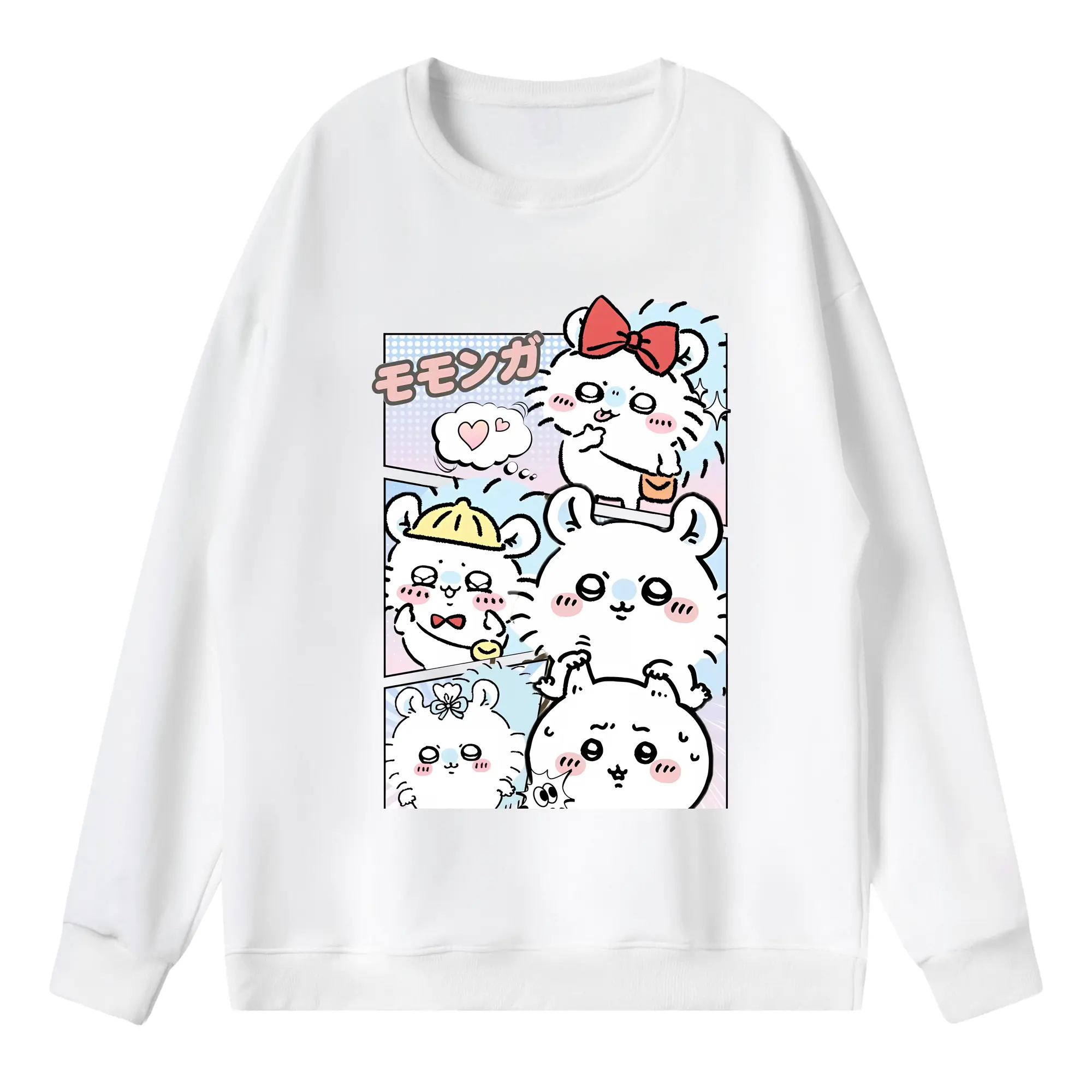 ちい が わ グッズ モモンガ - 薄手 クルーネック スウェット 裏毛260g · ポリエステル 春秋向け カジュアル 男女兼用 · トレーナー デイリー スポーツ 散歩に最適