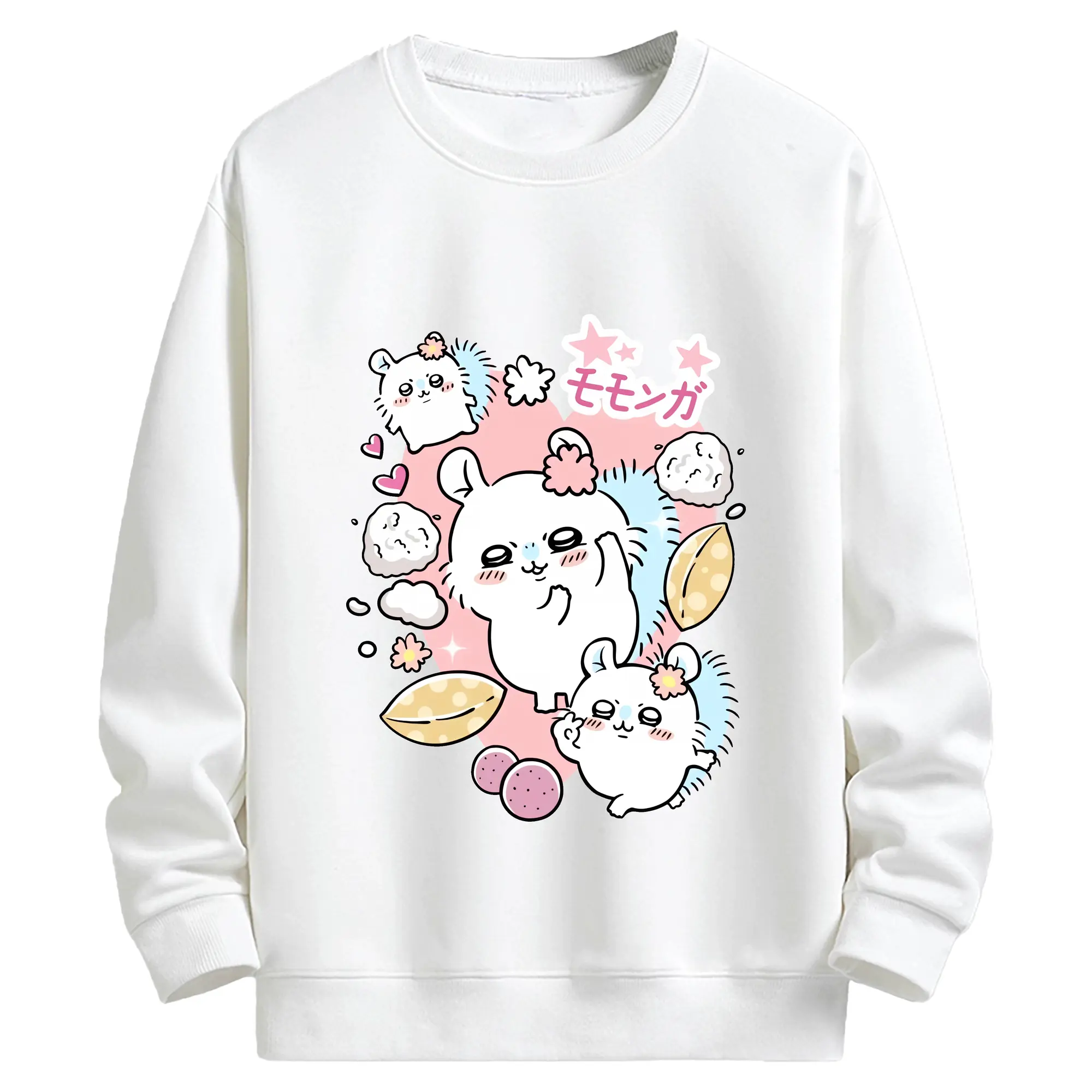 ちい が わ グッズ モモンガ - キッズ クルーネックスウェットシャツ ・ フロントプリント ・ 綿80％ ポリエステル20％ ・ 快適 通学 スポーツ 日常使い お散歩用