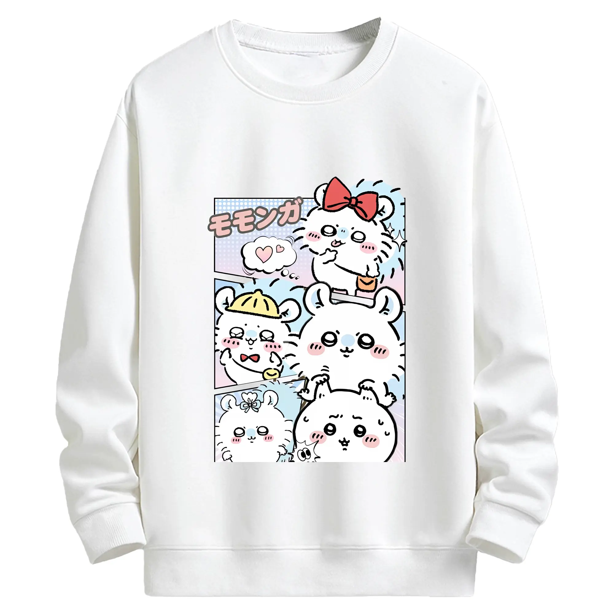 ちい が わ グッズ モモンガ - キッズ クルーネックスウェットシャツ ・ フロントプリント ・ 綿80％ ポリエステル20％ ・ 快適 通学 スポーツ 日常使い お散歩用