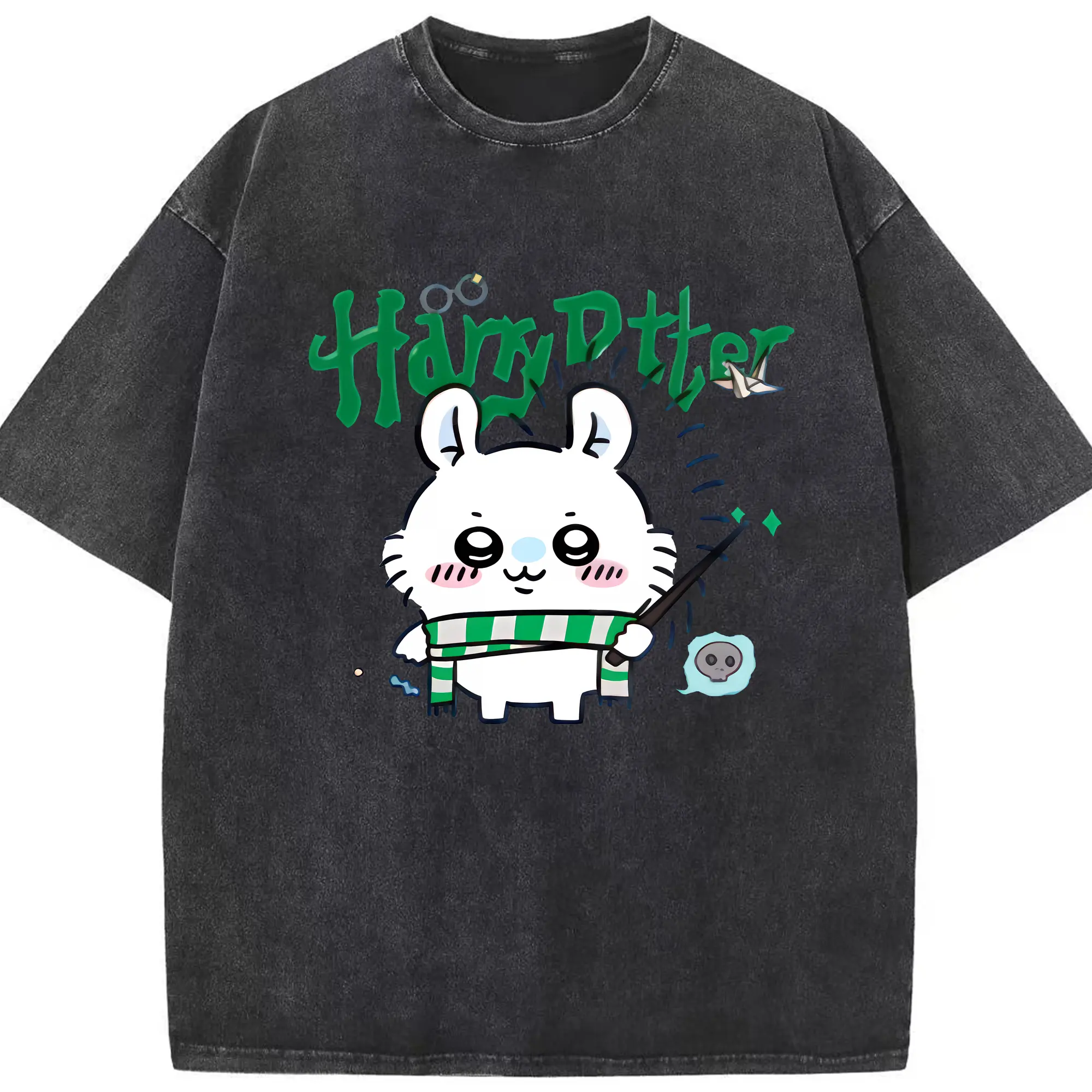 ちい が わ グッズ モモンガ - 綿100％ ヴィンテージ風 半袖Tシャツ ・ フロントプリント ・ 柔らか肌触り ・ 通気性 快適 ・ スポーツ カジュアル 外出用