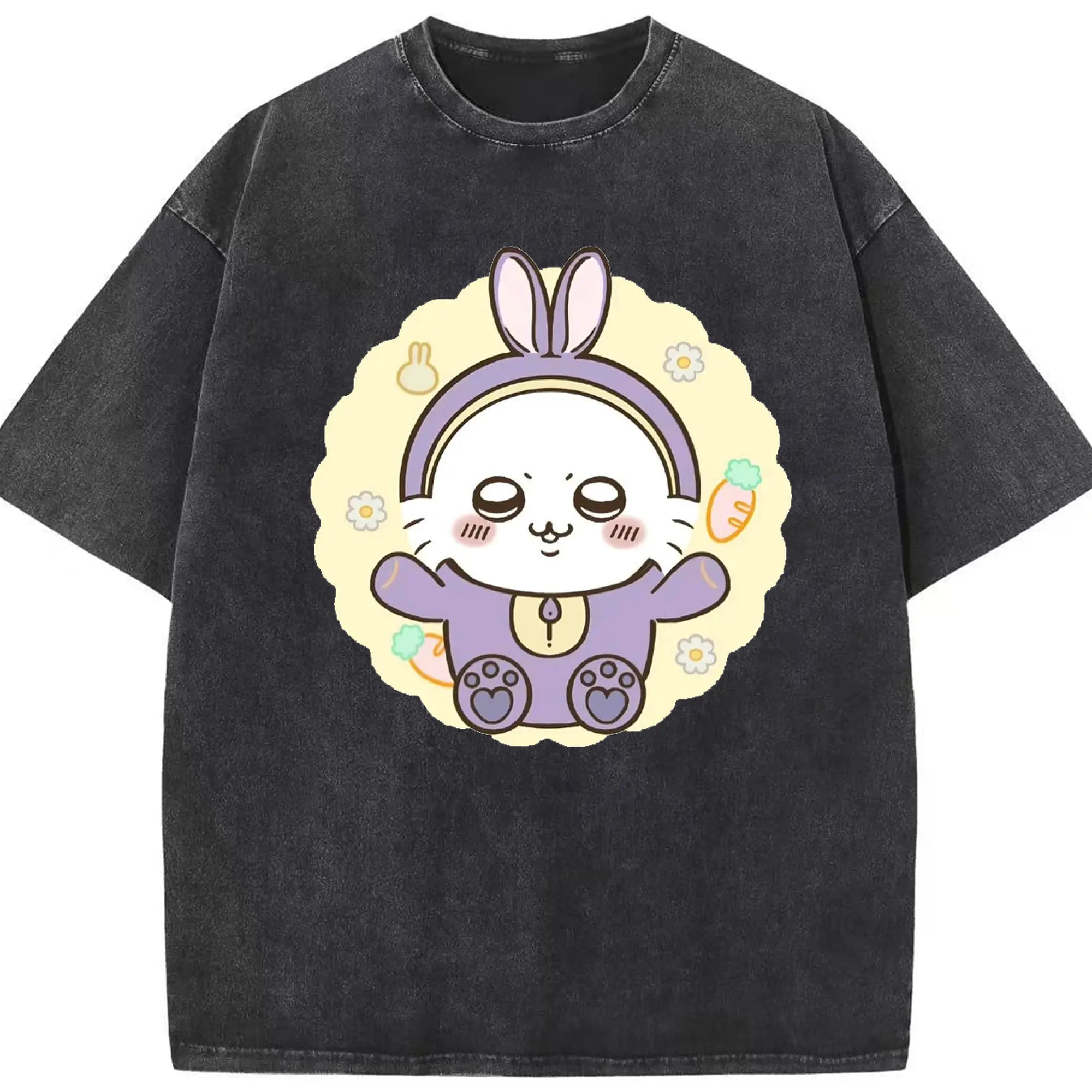 ちい が わ グッズ モモンガ - 綿100％ ヴィンテージ風 半袖Tシャツ ・ フロントプリント ・ 柔らか肌触り ・ 通気性 快適 ・ スポーツ カジュアル 外出用