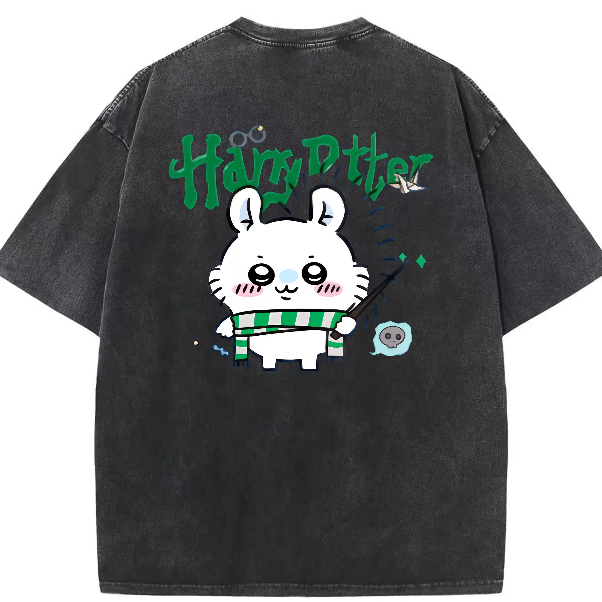 ちい が わ グッズ モモンガ - 綿100％ ヴィンテージ風 半袖Tシャツ ・ 背面プリント ・ 柔らか肌触り ・ 通気性 快適 ・ スポーツ カジュアル 外出用