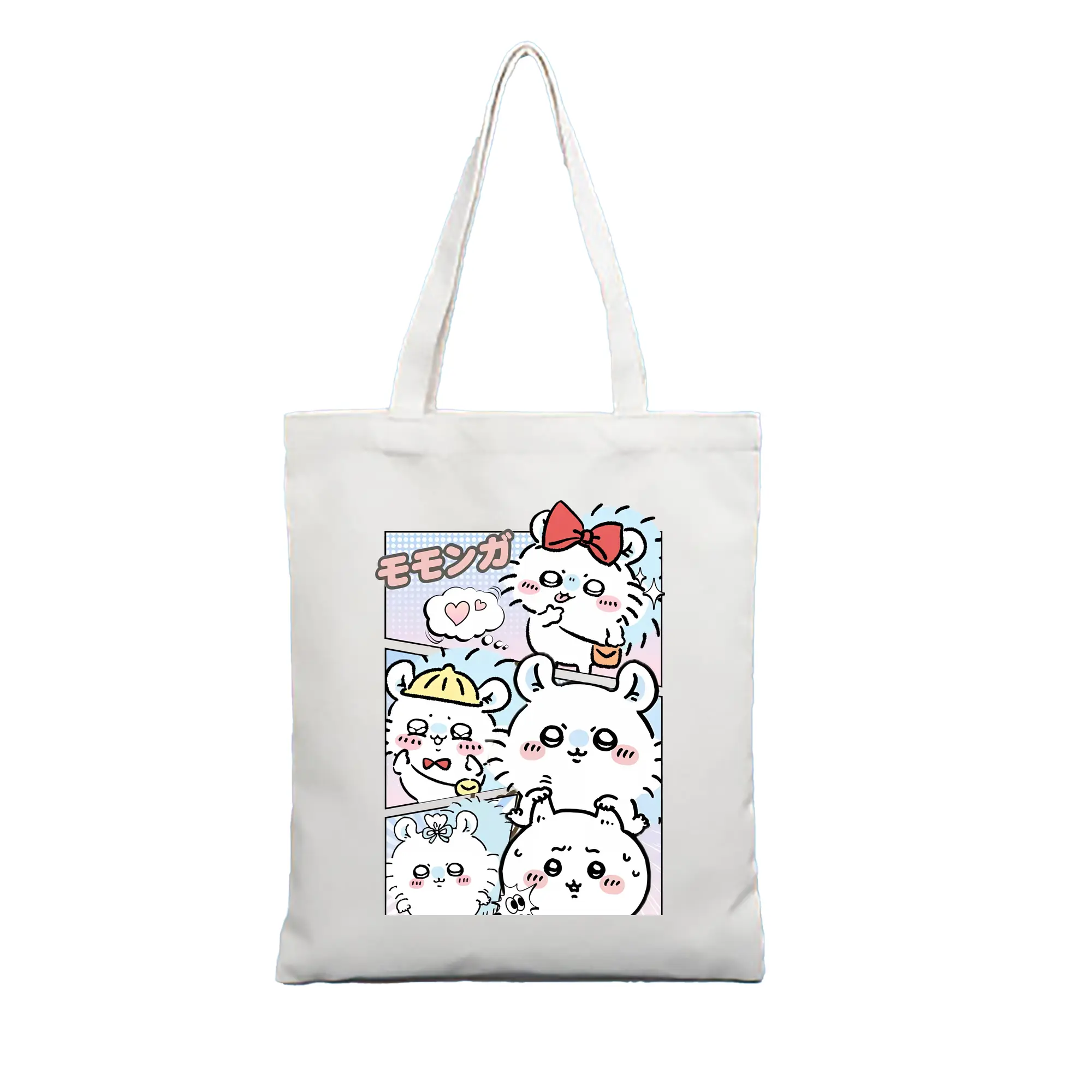 ちい が わ グッズ モモンガ - 縦型キャンバス手提げバッグ（トートバッグ） ・ キャンバス素材 ・ ショッピング用 ・ 軽量 丈夫 お手入れ簡単