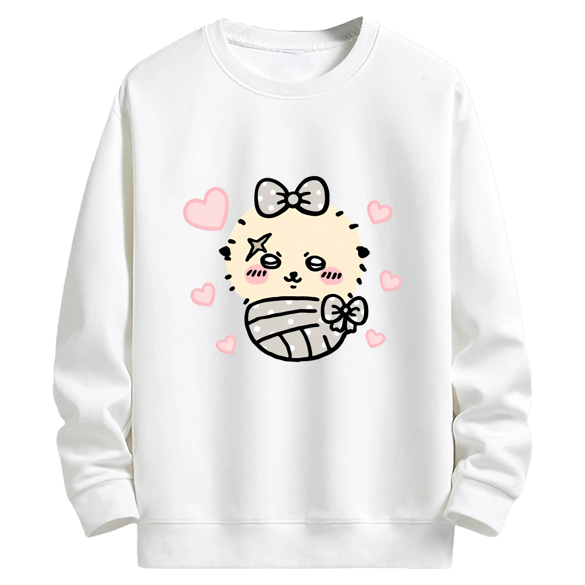 ちい が わ グッズ ラッコ - キッズ クルーネックスウェットシャツ ・ フロントプリント ・ 綿80％ ポリエステル20％ ・ 快適 通学 スポーツ 日常使い お散歩用